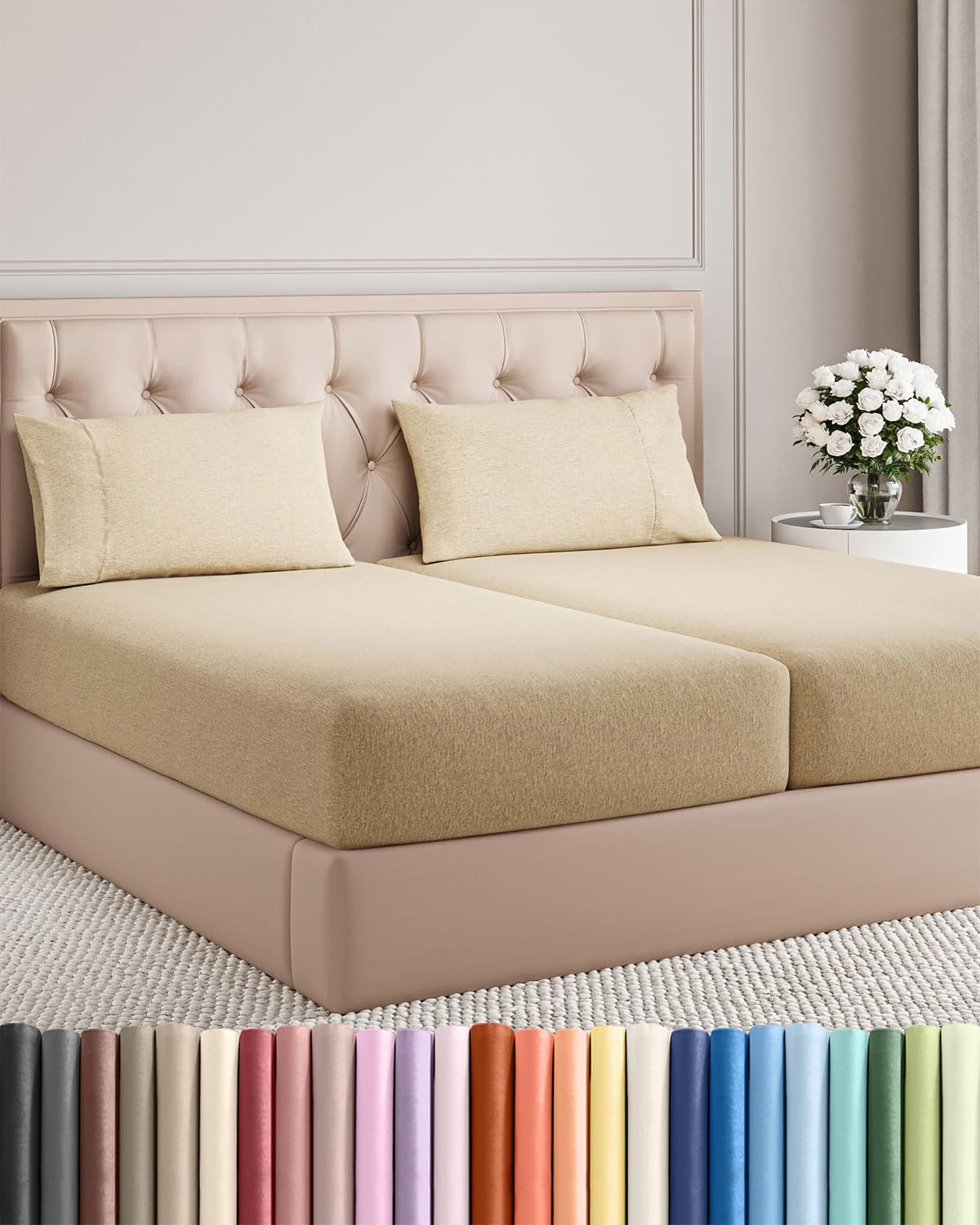 Full Size 4 Piece Sheet Set - Comfy Breathable & Cooling Sheets - Hotel Luxury Bed Sheets for Women & Men - Deep Pockets, Easy-Fit, Extra Soft and Wrinkle Free - Antique White Oeko-Tex Bed Sheet Set