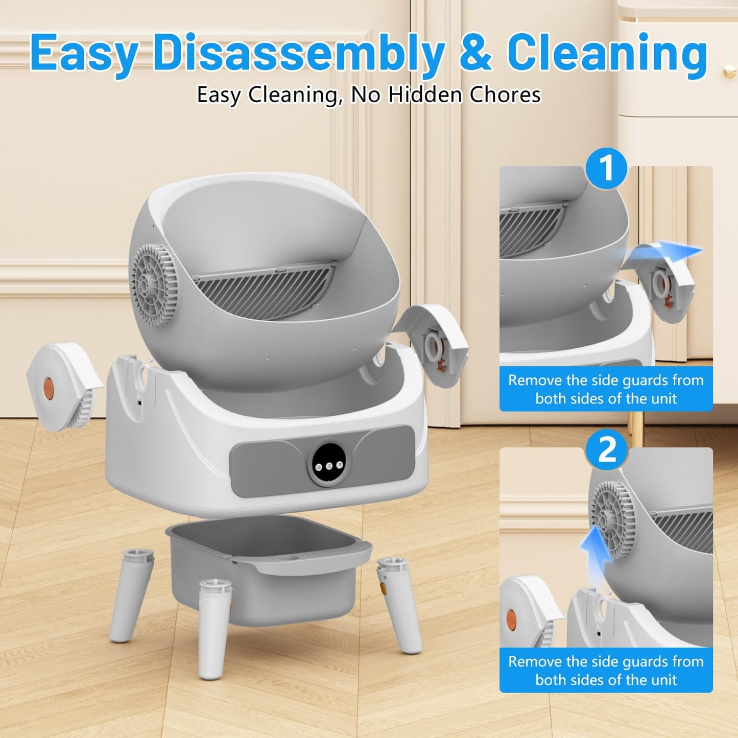 SUW Self Cleaning Cat Litter Box, Open-Top Automatic Litter Box for Multiple Cats, Large Capacity Robot, APP Control, Safety Protection, 2 Rolls Litter Liners Bag, 1 Odor Eliminator, Cat Gift