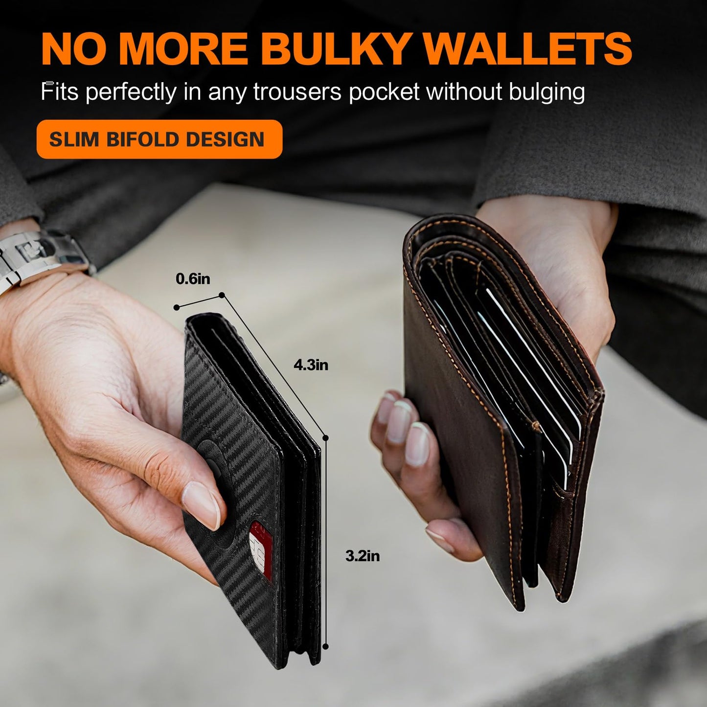 🔥72% Off!🔥Wallet for Men Slim RFID Blocking Bifold Carbon Fiber
