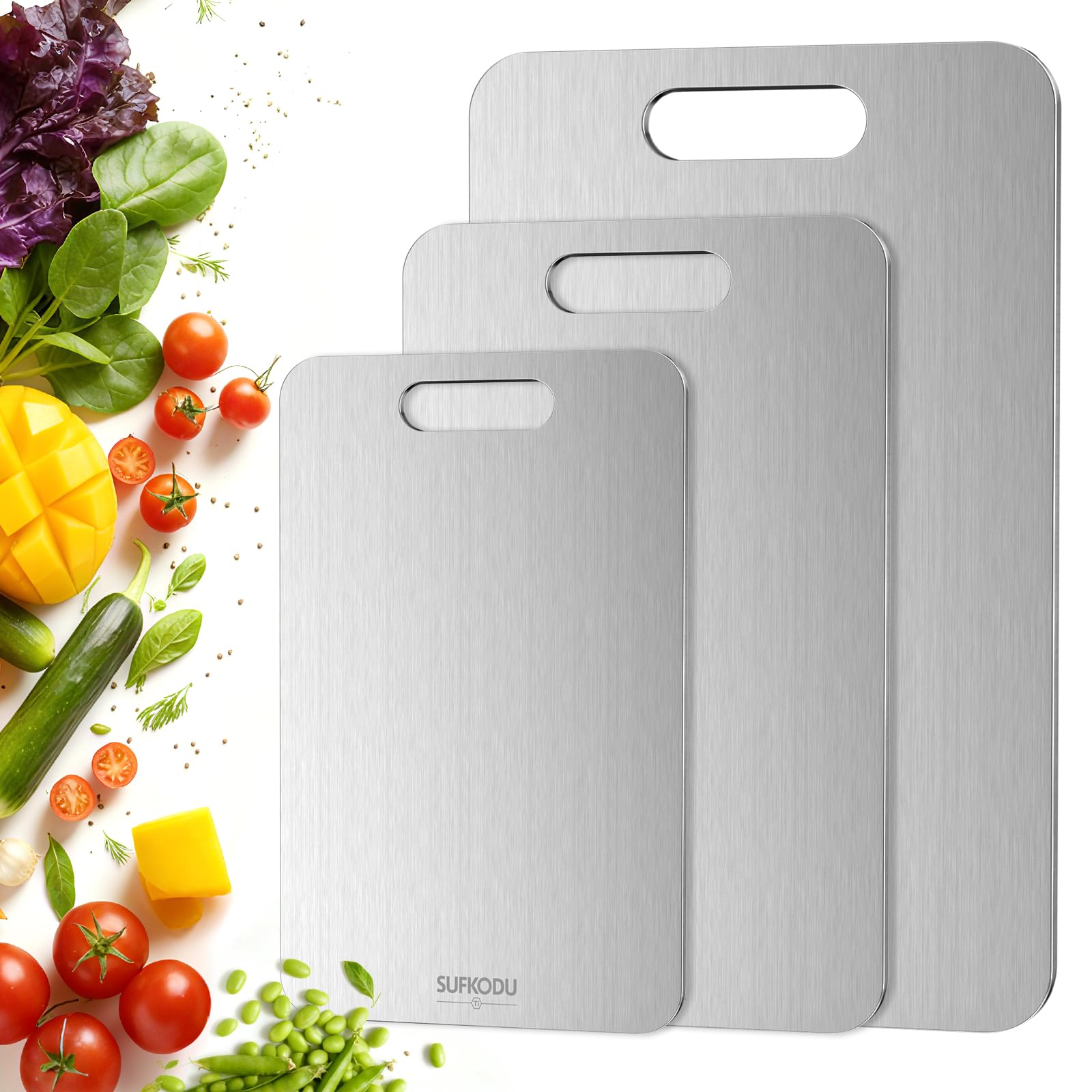3 Piece Titanium Cutting Boards for Kitchen, Double-Sided Non-toxic Titanium Cutting Board, Dishwasher Safe Cutting Board for Meat, Vegetables, Fruits & Daily Food Prep