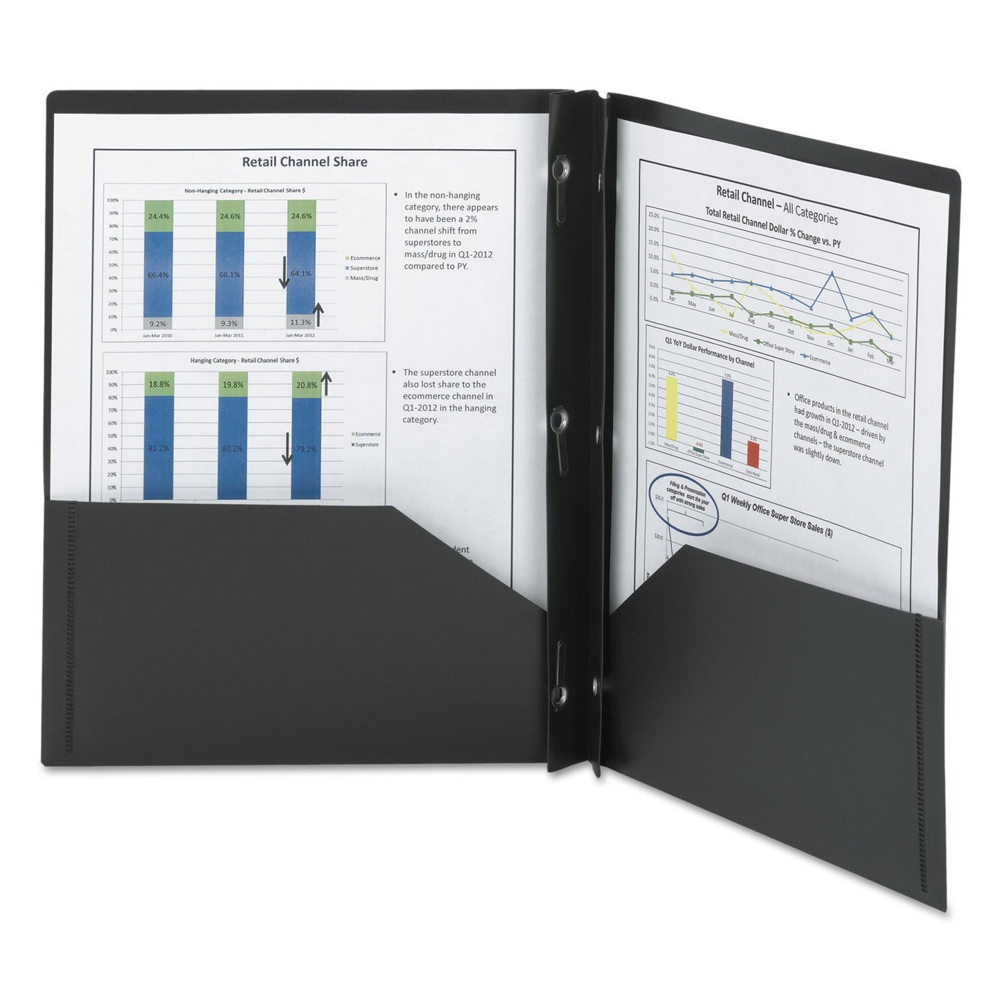Smead Poly Two-Pocket Folder, Tang-Style Fastener, Letter Size, Black, 25 per Box (87725)