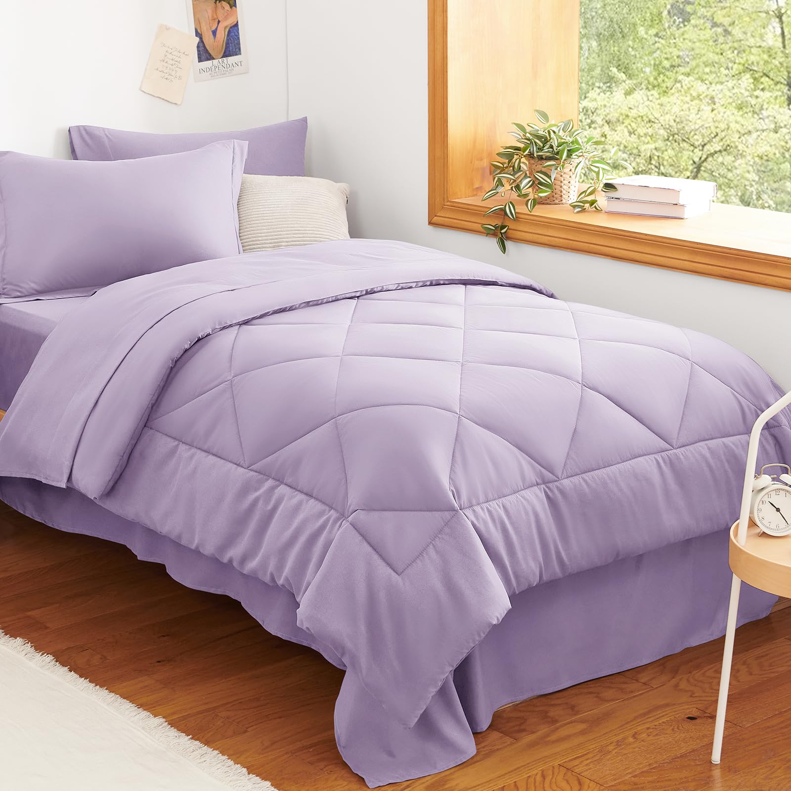 CozyLux Twin XL Comforter Set Dark Grey - 5 Pieces Twin Extra Long Bed in a Bag for College Dorm, All Season Bedding Set for Girls and Boys, Soft Bed Set with Comforter, Sheets, Pillowcase & Sham
