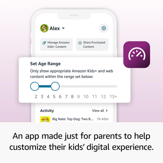 Amazon Fire 7 Kids tablet (newest model) ages 3-7. Top-selling 7" kids tablet on Amazon. Includes 6 months of ad-free and exclusive content, easy parental controls, 10-hr battery, 16 GB, Purple