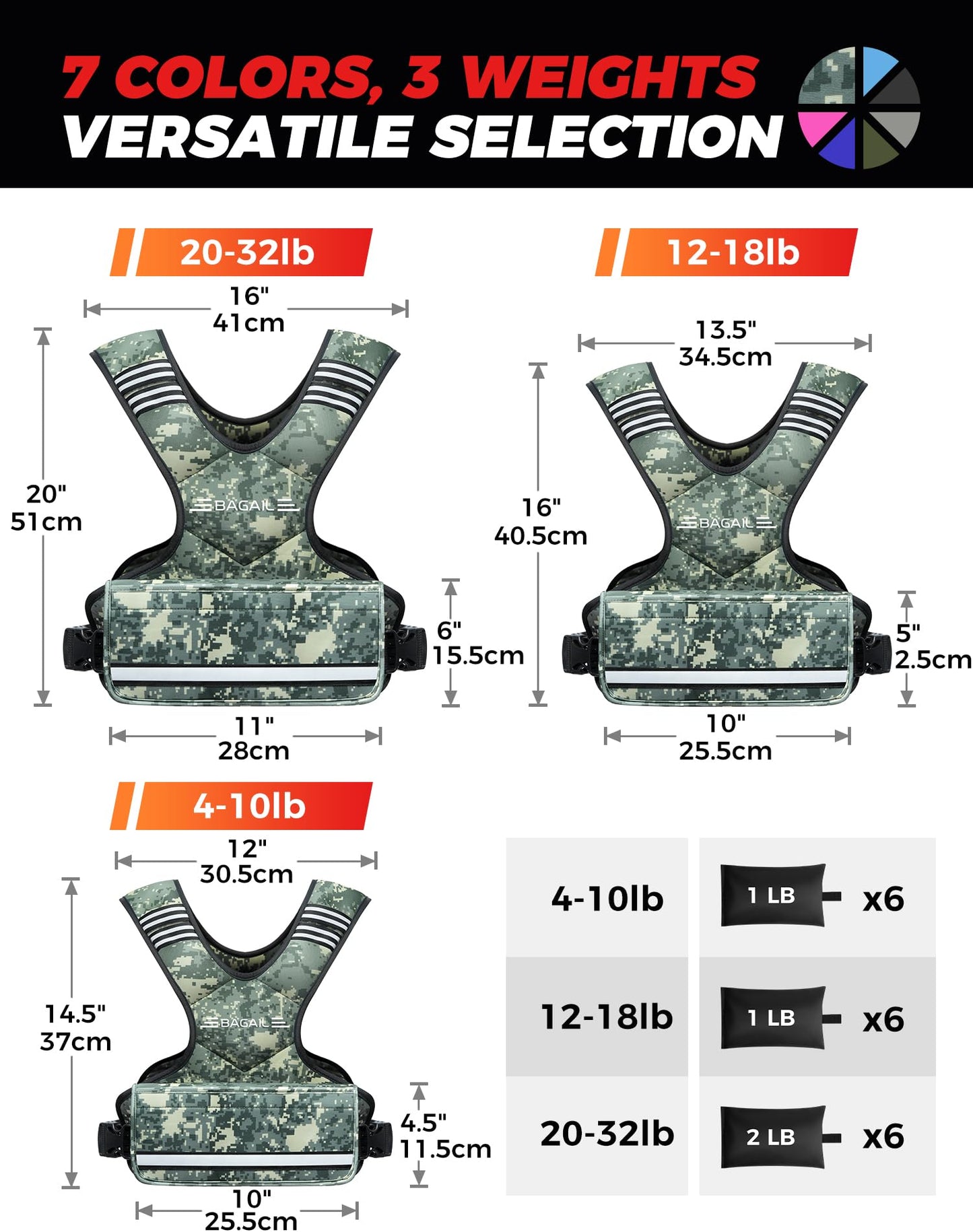 BAGAIL Adjustable Weighted Vest for Women 4-10lb, Comfortable U-Neck Rucking Vest with 6 Removable Weights, Storage Pocket and Reflective Strips for Walking, Jogging, Weight Loss & Home Workouts
