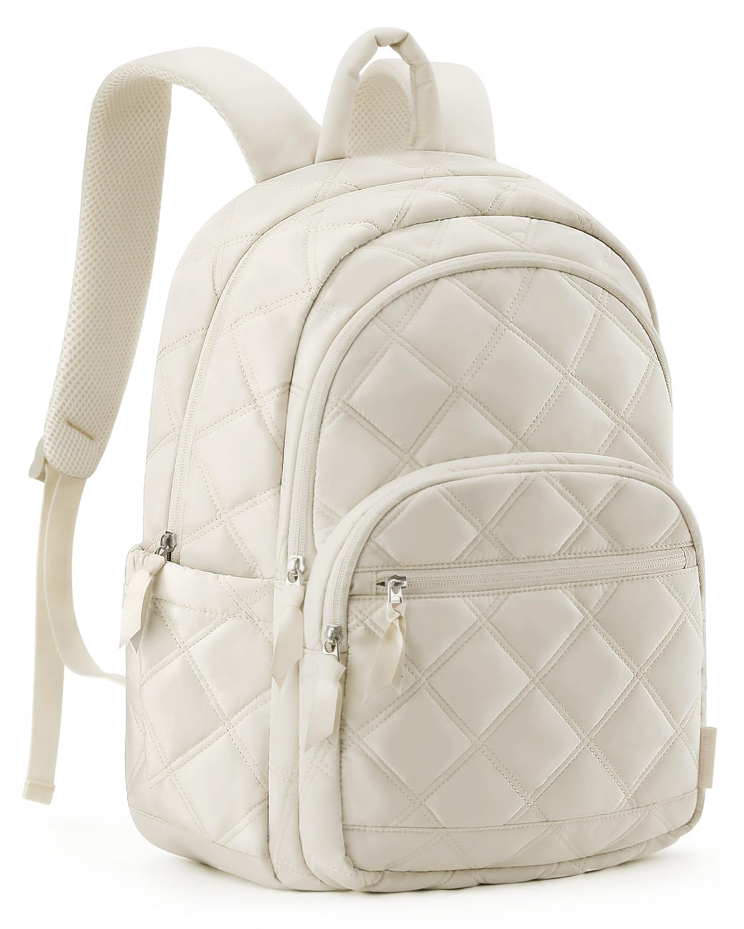 BAGSMART Travel Laptop Backpack, College Backpack for Women, Quilted Small Computer Bookbag, Water-Resistant 15.6 Inch Laptop Casual Bag, Dark Pink