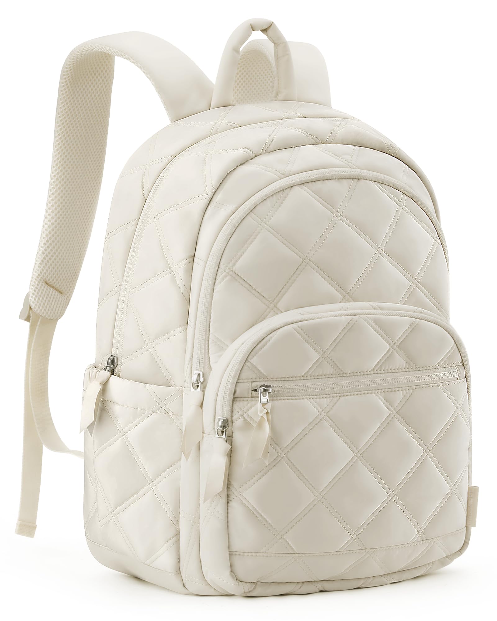 BAGSMART Travel Laptop Backpack, College Backpack for Women, Quilted Small Computer Bookbag, Water-Resistant 15.6 Inch Laptop Casual Bag, Dark Pink