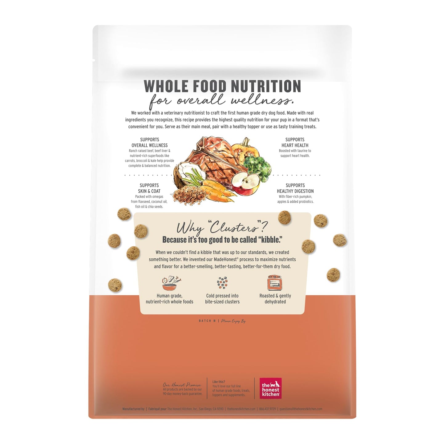 The Honest Kitchen Human Grade Dry Dog Food, Whole Food Clusters Grain Free Dry Dog Food, Beef, 5 lb Bag
