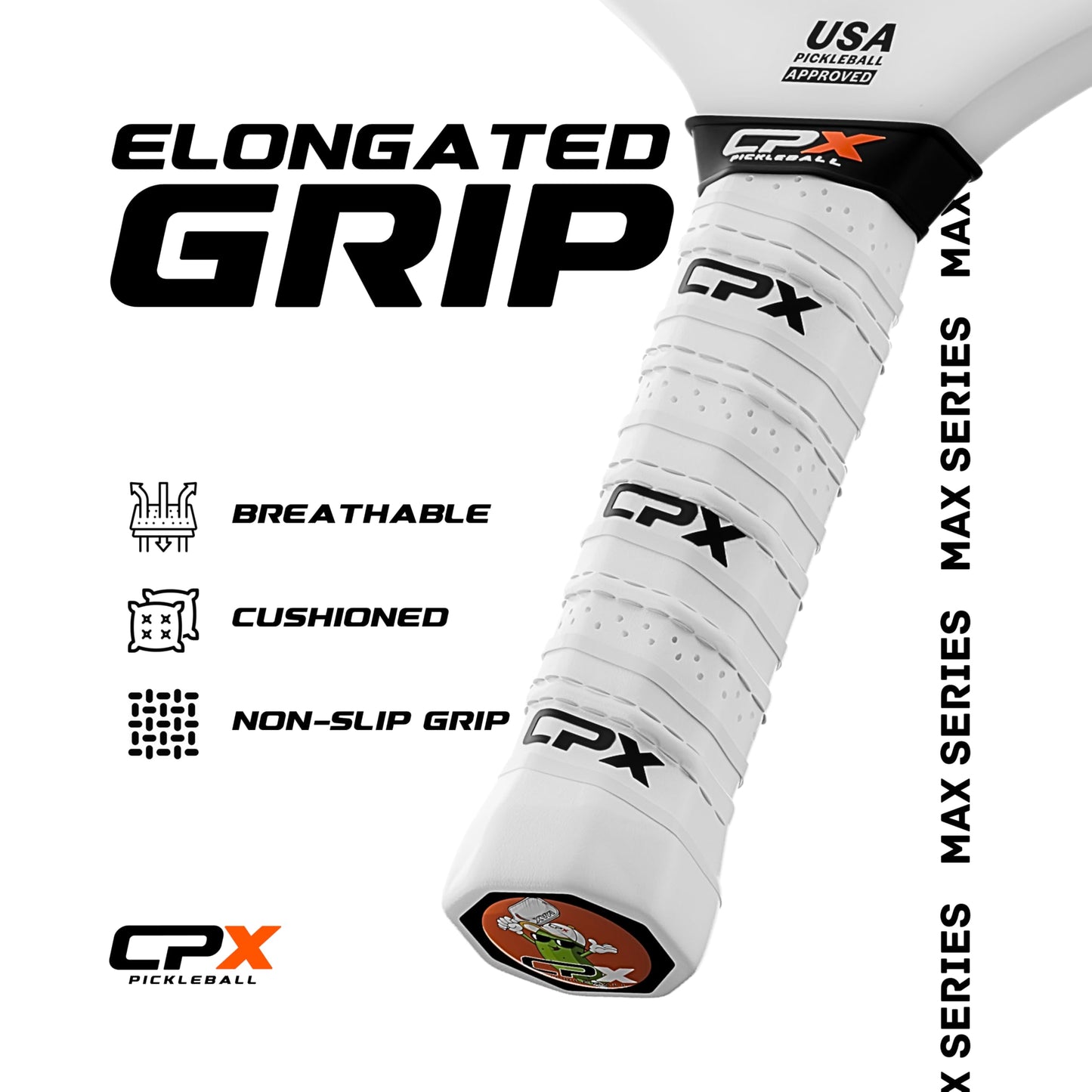 CPX MAX Series Raw Carbon Fiber T700 Pickleball Elongated Paddle Racket - Professional Grade, 14mm Core Thickness, Comfortable Tennis Style Grip - Durable Pickleball Paddle Designed in Chicago, USA