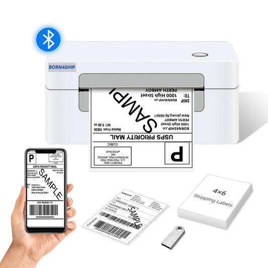BORN4SHIP Bluetooth Shipping Label Printer, 4x6 Thermal Printer for Shipping Packages, Thermal Label Printer for Small Business, Widely Used for Amazon, iPhone, Android, iPad, Windows, macOS (Gray)