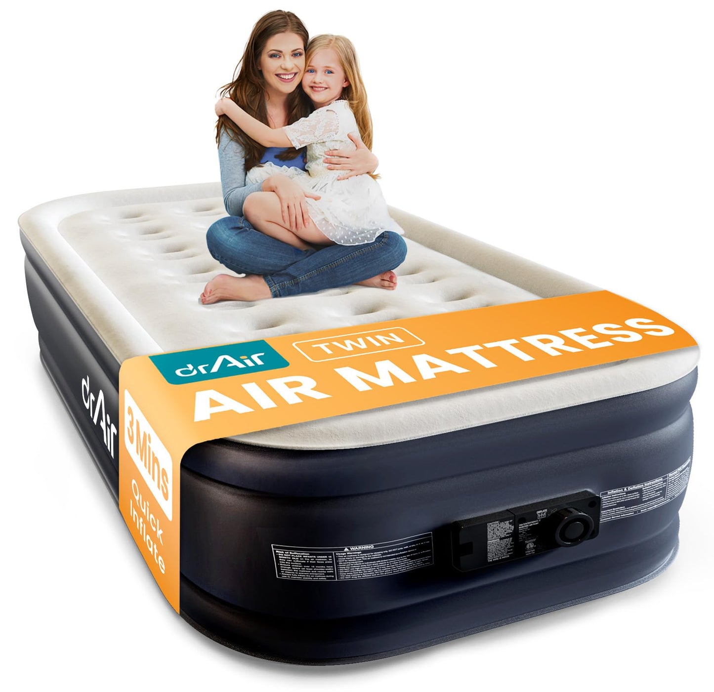 Dr. air Queen Air Mattress with Built-in Pump, 18" Raised Blow Up Mattress, 800 lbs Max Honeycomb Air Bed, 48Hr Leak-Proof Test, 3min Inflatable Mattress for Home, Guests, Camping, Colchones inflables