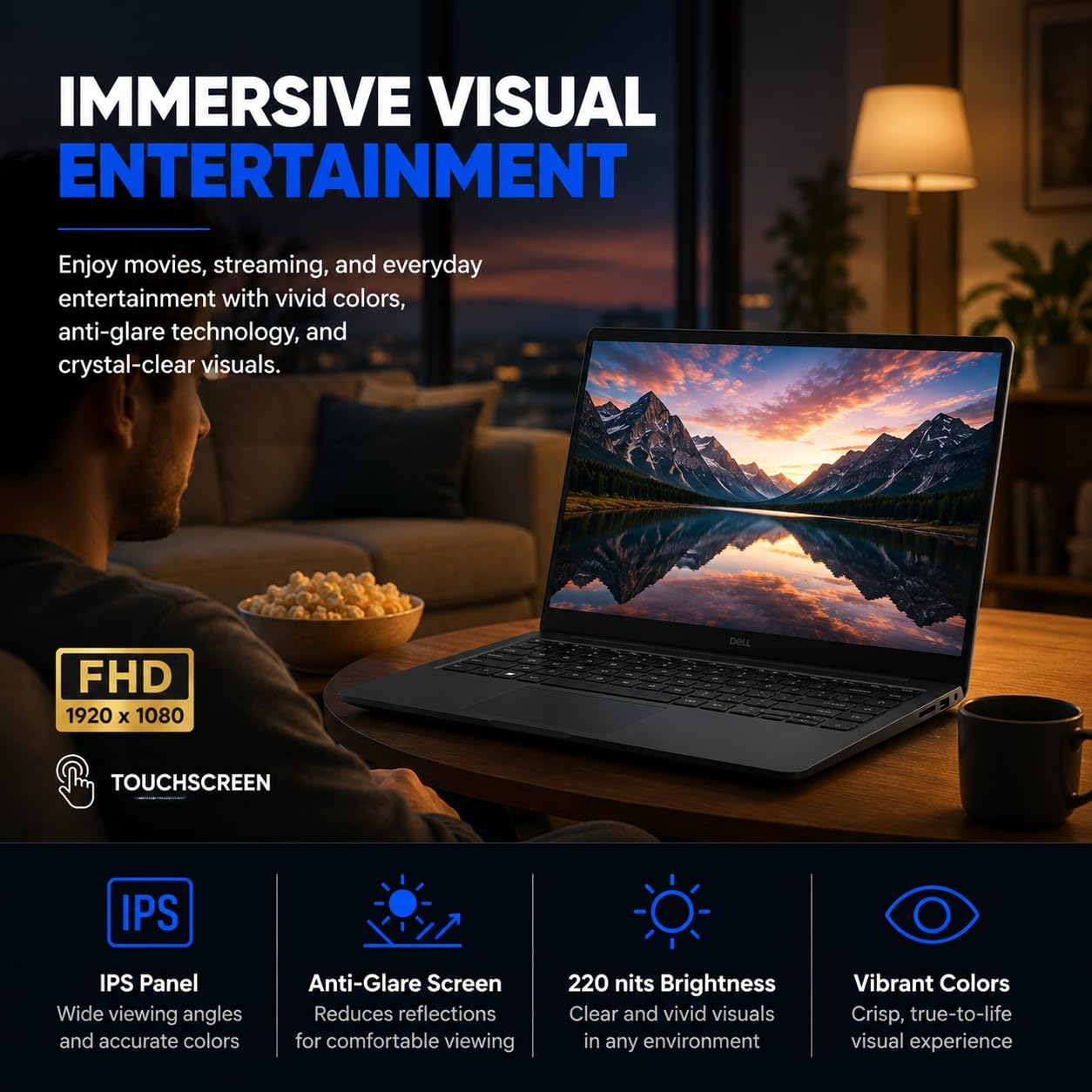 Dell 2026 DC15250 Ai Touchscreen Laptop, Intel i7 CPU (10 Cores Up to 5.00 GHz), 16 GB DDR5 RAM 512GB SSD, 15.6" FHD LED 220 Nits Anti-Glare, Wi-Fi6, Webcam, Copilot Key, Black - Windows 11 Pro