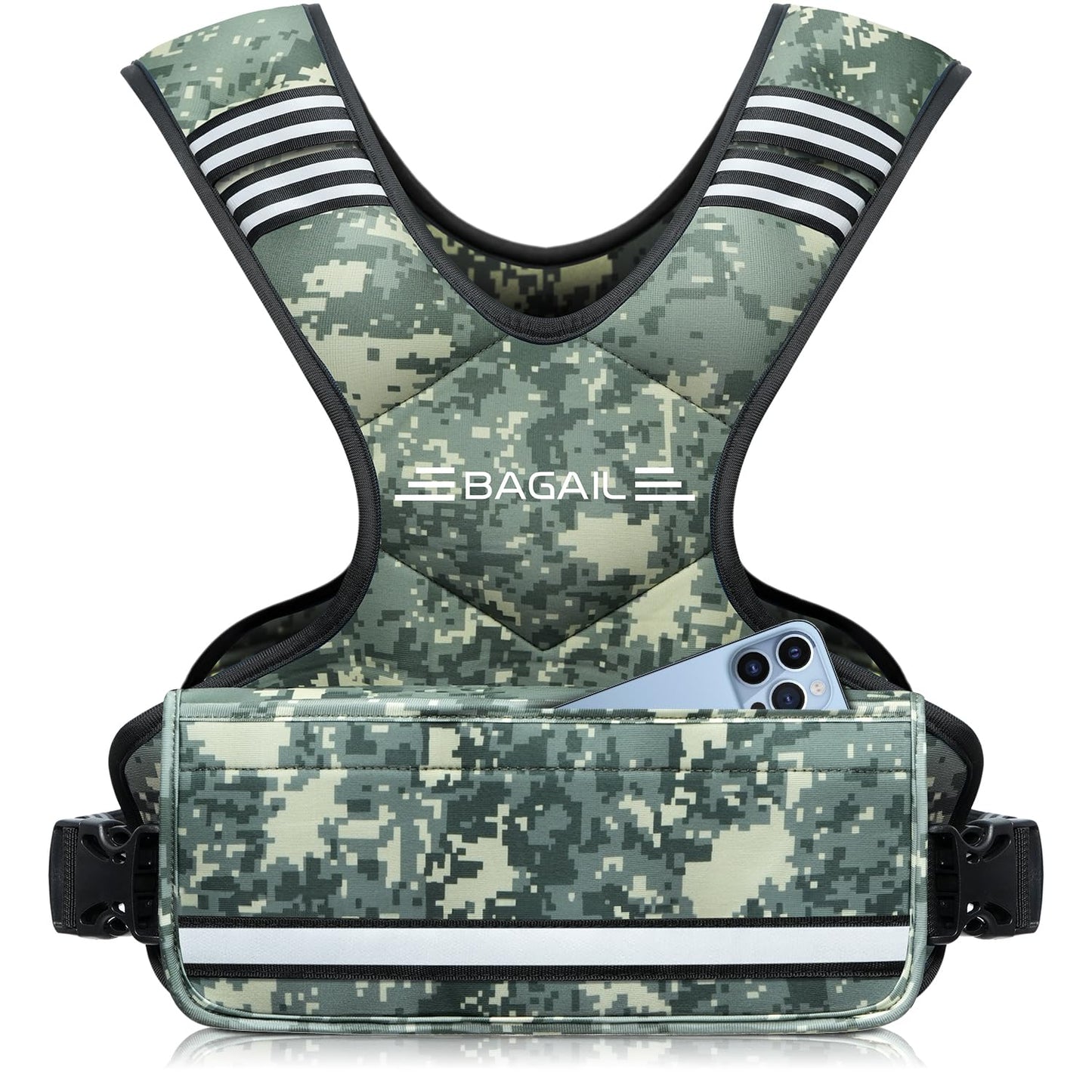 BAGAIL Adjustable Weighted Vest for Women 4-10lb, Comfortable U-Neck Rucking Vest with 6 Removable Weights, Storage Pocket and Reflective Strips for Walking, Jogging, Weight Loss & Home Workouts