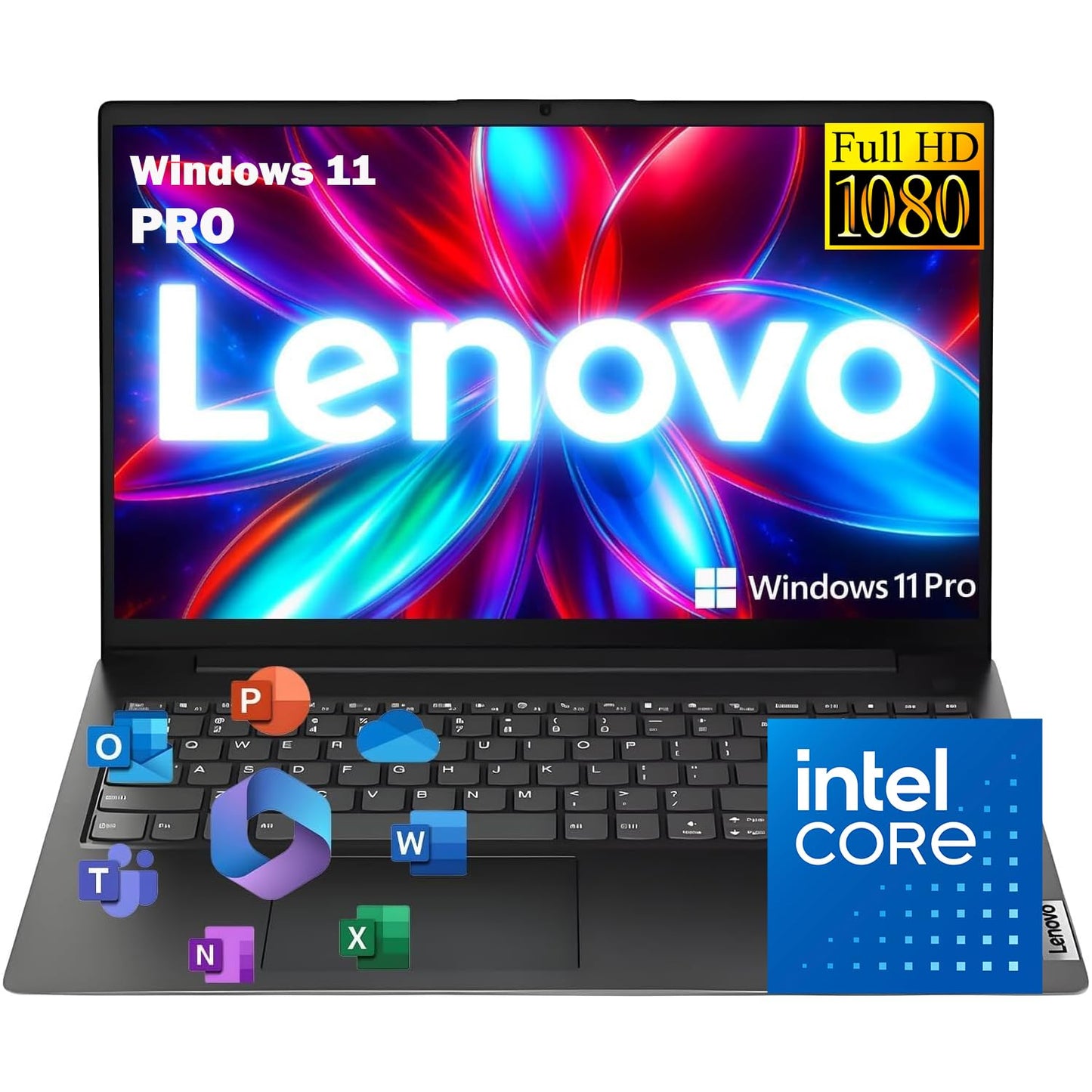 Lenovo 2026 Business Laptop with MS 365 for the Web, Intel Powerful Processor, 8GB DDR5, 628GB PCIE, 15.6" FHD Display, Dolby Audio, RJ-45, 16-Hour Battery Life, Fast Charging Speed, Windows 11 Pro