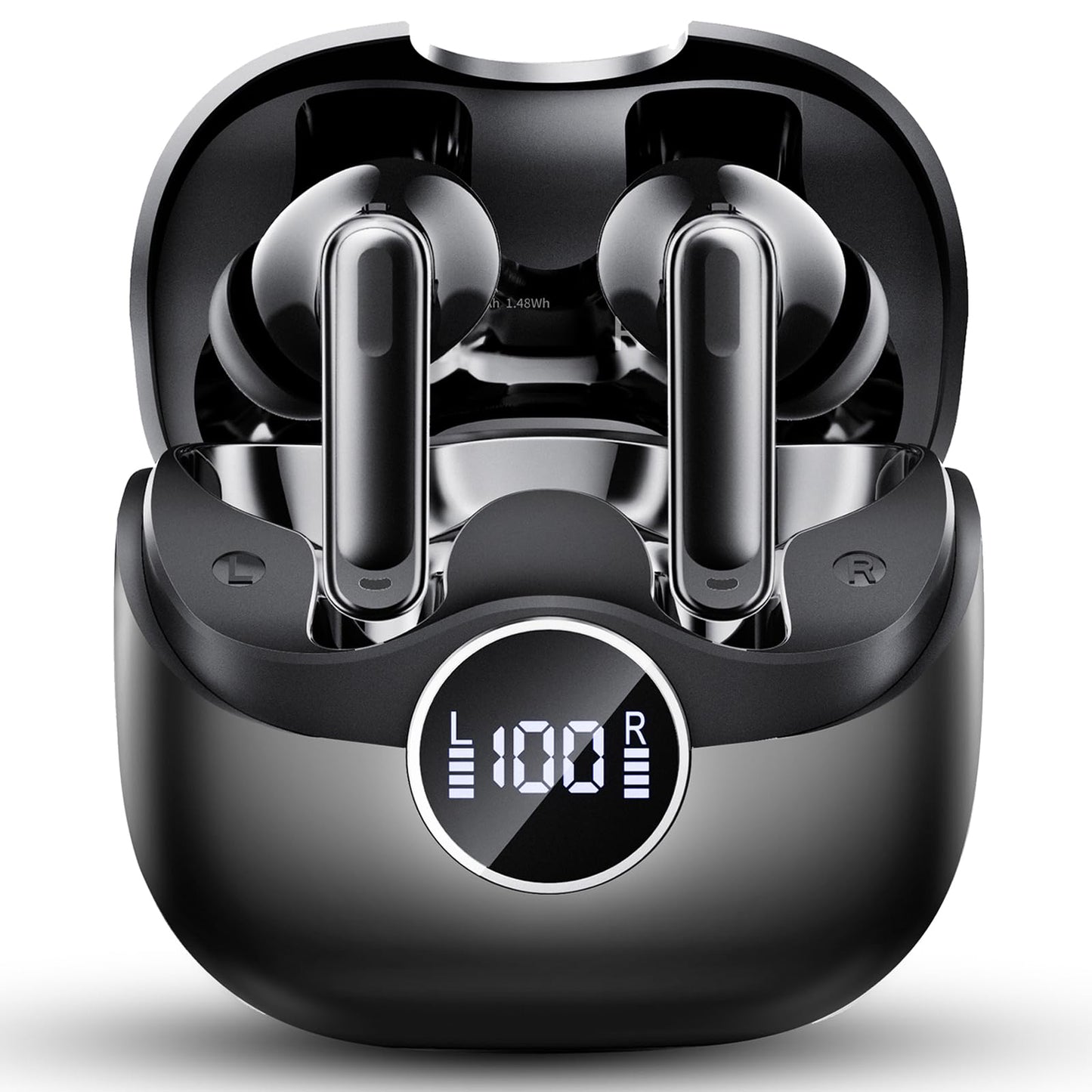 xinwld Adaptive Hybrid Active Noise Canceling 2026 Wireless Earbuds, 6 Mics ENC Clear Call Ear Buds, Hi-Res Audio Deep Bass Bluetooth 5.4 Headphones, 40H, LED, for Sports Running Gym Workout, Black