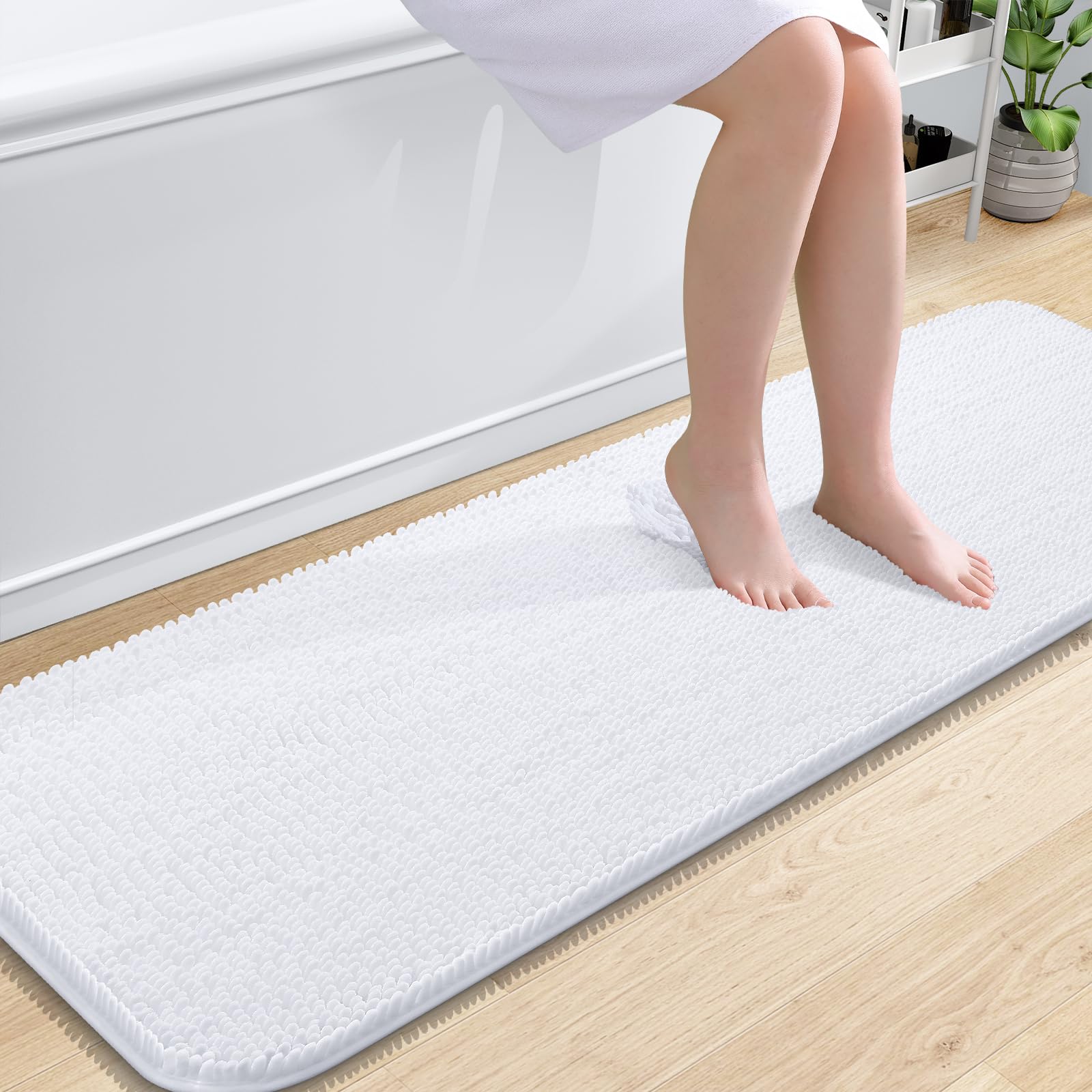 OLANLY Toilet Rugs U-Shaped 24x20, Extra Soft Absorbent Chenille Contour Bathroom Rugs for Toilet, Dry Quickly, Machine Washable, Non-Slip Bath Mat, Light Grey