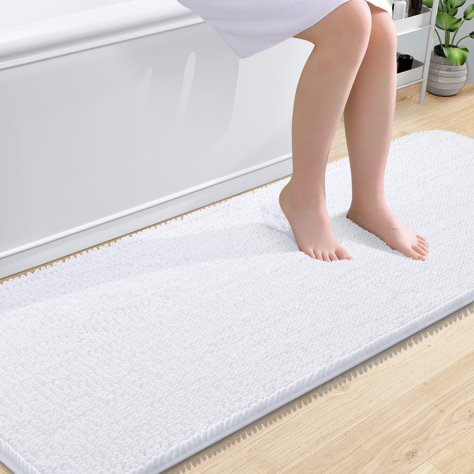 OLANLY Toilet Rugs U-Shaped 24x20, Extra Soft Absorbent Chenille Contour Bathroom Rugs for Toilet, Dry Quickly, Machine Washable, Non-Slip Bath Mat, Light Grey
