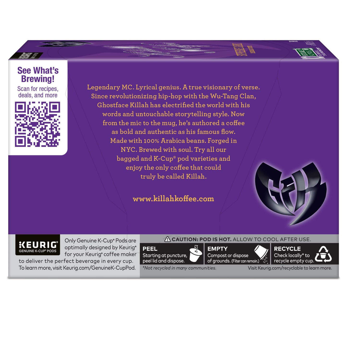 Killah Koffee Supreme Dark Roast, Keurig Single-Serve K-Cup Pods, Dark Roast Coffee, 10 Count