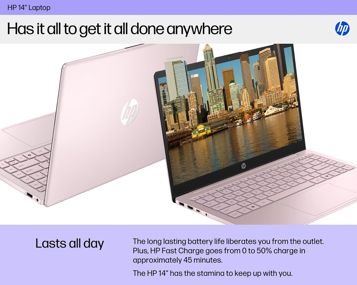 HP Ultrabook Laptop with Copilot AI • Microsoft 365 • 16GB RAM • 256GB SSD + 128GB Storage • Intel 4-Core CPU • WiFi 6 • Windows 11 • 2026 Edition