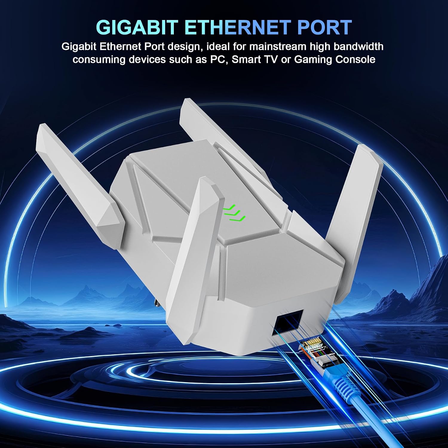 WiFi Extender, 2026 15X Fastest WiFi 6 Booster AX1800 (5.8/2.4GHz) 18,999 sq.ft Long Range and 135+ Devices, WiFi Extender Signal Booster for Home with Ethernet Port (White)