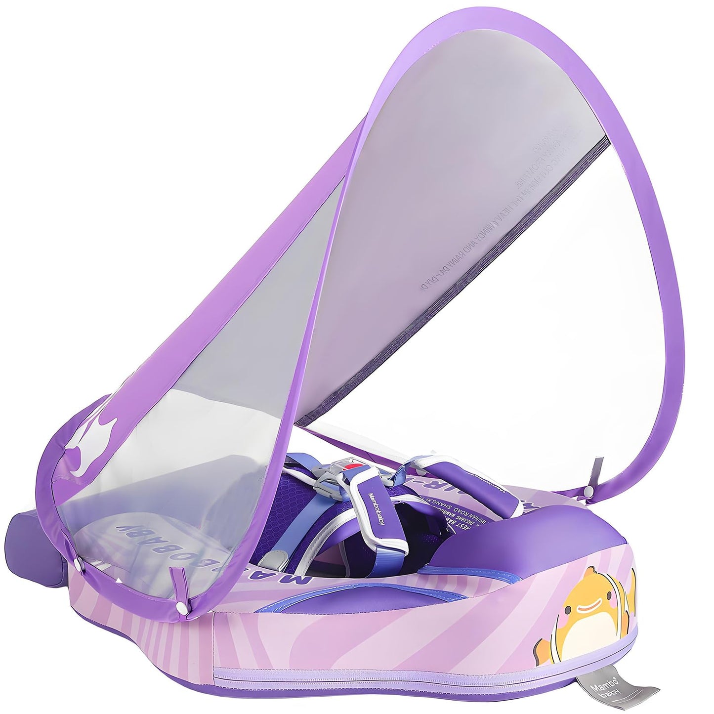 Mambobaby Float with Canopy Size Improved Non Inflatable Infant Pool Float Smart Mambo Float Swim Trainer Add Tail Baby Swim Float Mambo Baby Float Solid Air Free Water Waist Swimming Ring