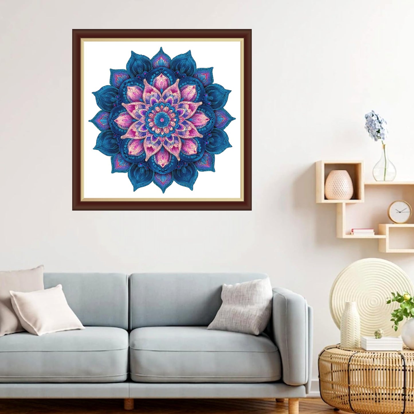 Ixfyloop Mandala Wooden Puzzles for Adults 471 Pieces, Lotus Jigsaw Puzzles Mindfulness Yoga Gift for Women, Relaxing Stress Relief Wooden Puzzles, Wood Puzzles Adult 16.4x16.5 inch