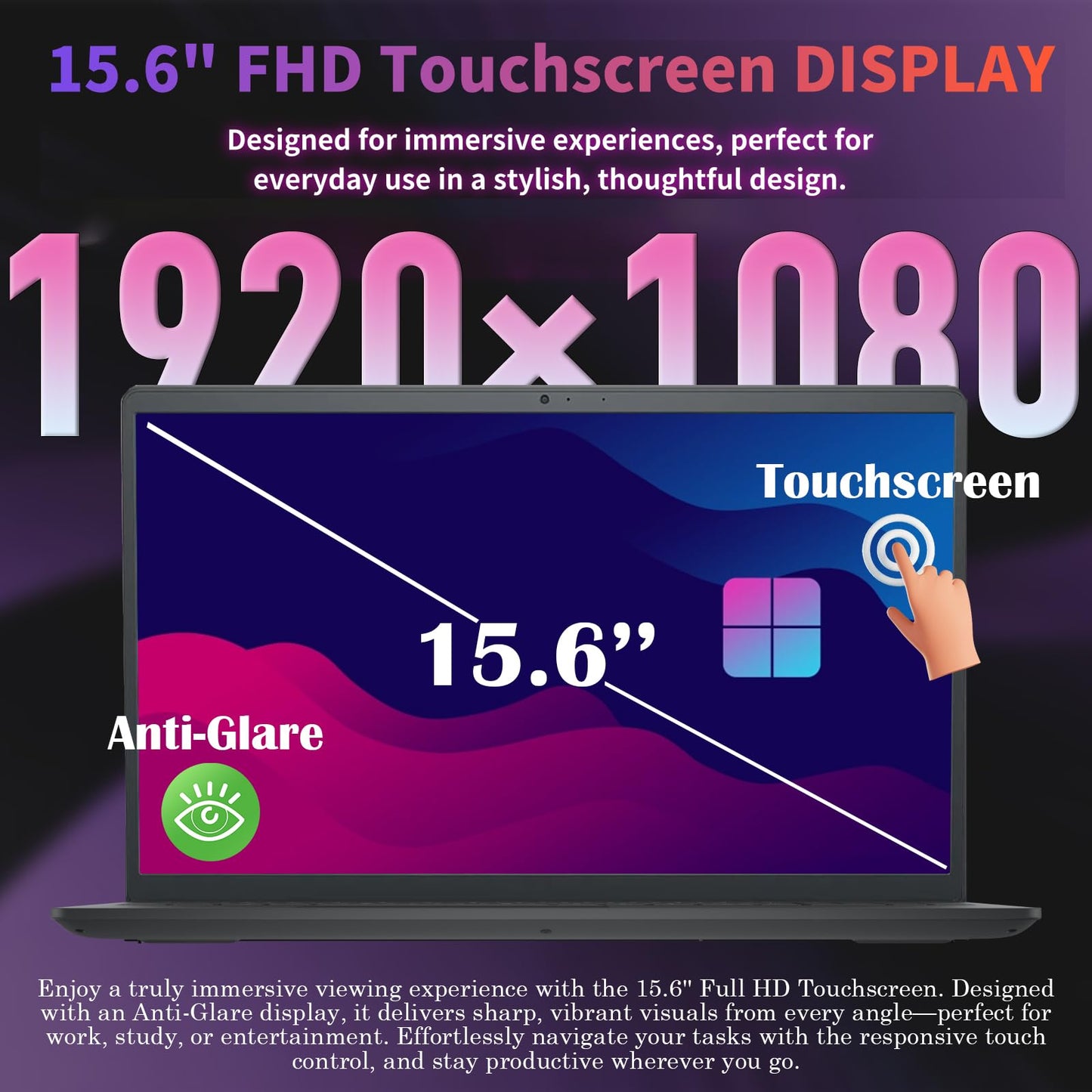 Dell Touchscreen Laptop Computer for Business, 15.6'' FHD IPS (1920×1080), w/Ai Copilot, Windows 11 Pro, 16 GB RAM, 512 GB SSD, AMD Ryzen 7 7730U, Long Battery Life, AMD Radeon Graphics