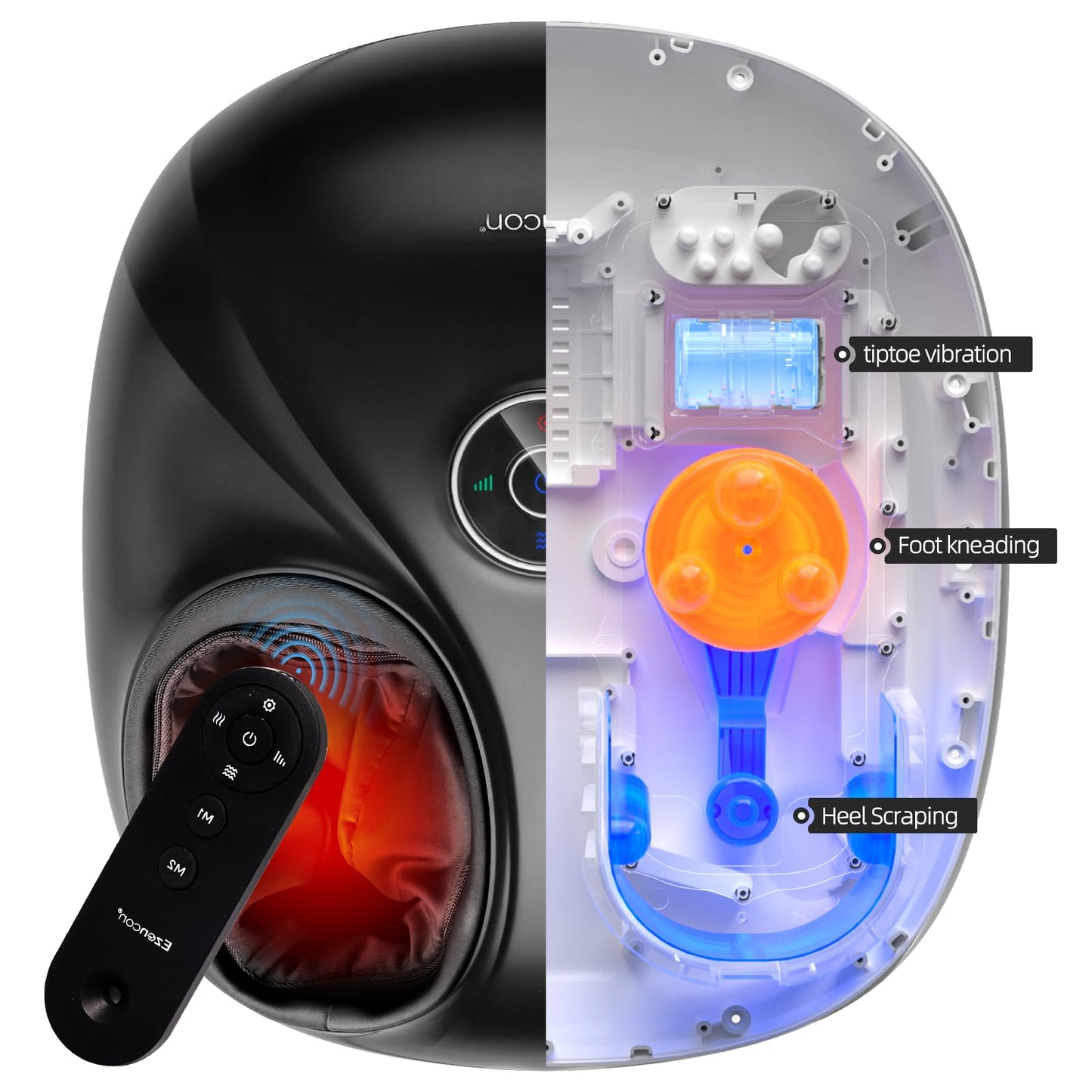 Ezencon Foot Massager Shiatsu Kneading/Scraping/Vibration/Heat/Remote
