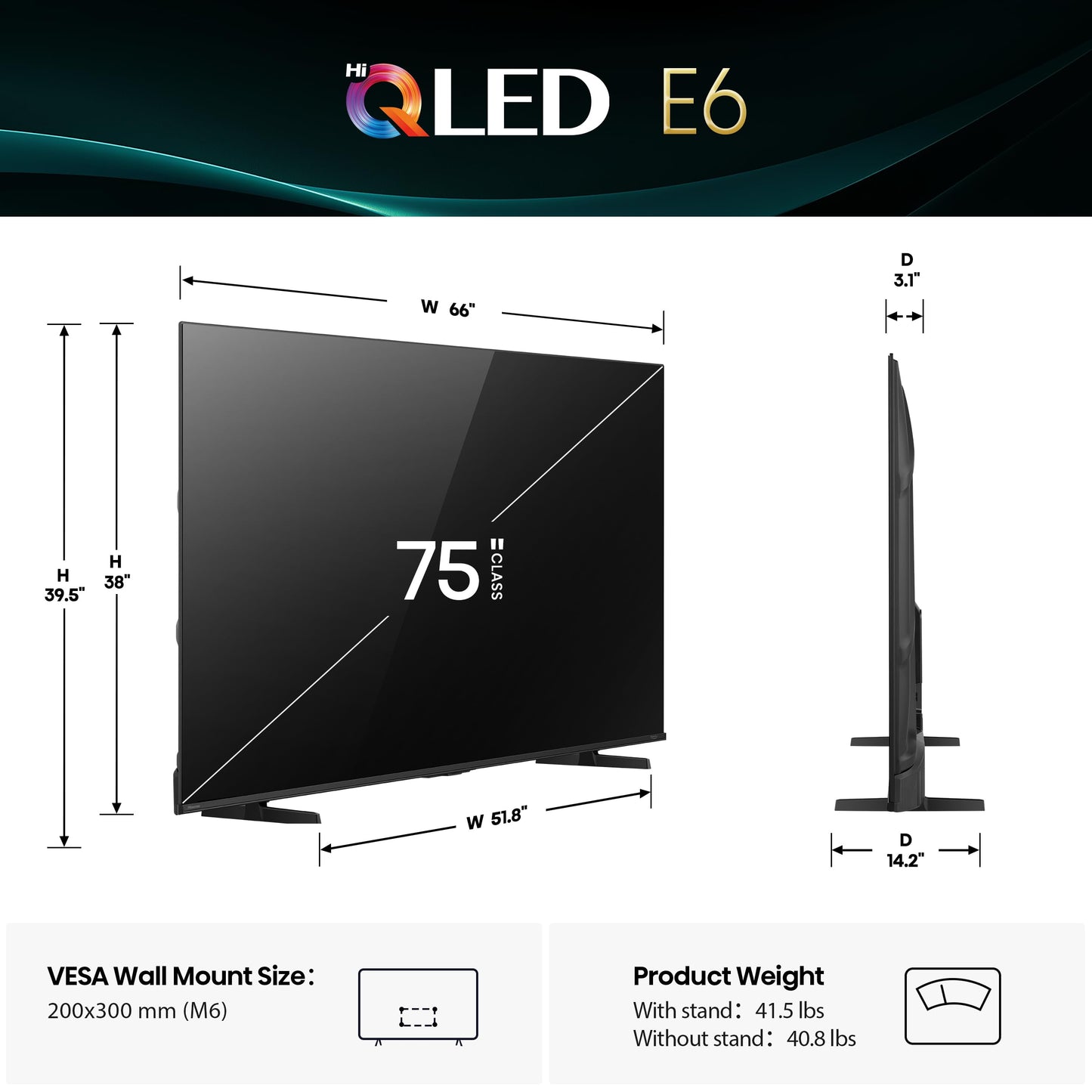 Hisense 75" E6 Cinema Series Hi-QLED 4K UHD Smart Fire TV (75E6QF, 2025 Model) - AI Light Sensor, Dolby Vision · Atmos, Voice Remote with Alexa, Motion Rate 120, HDR 10+ Adaptive, Game Mode Plus