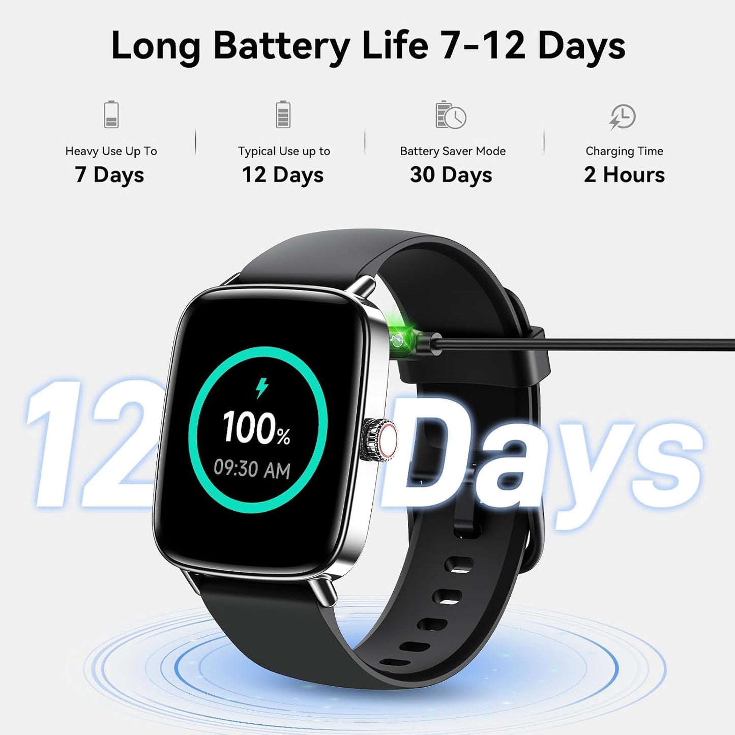 Smart Watch for Women Men, 1.85" HD AMOLED Fitness Tracker (Answer/Call) with 24/7 Heart Rate/Sleep/SpO2 Monitor for iPhone & Android, 120+ Sports Modes Smartwatch with IP68 Waterproof, 2 Bands