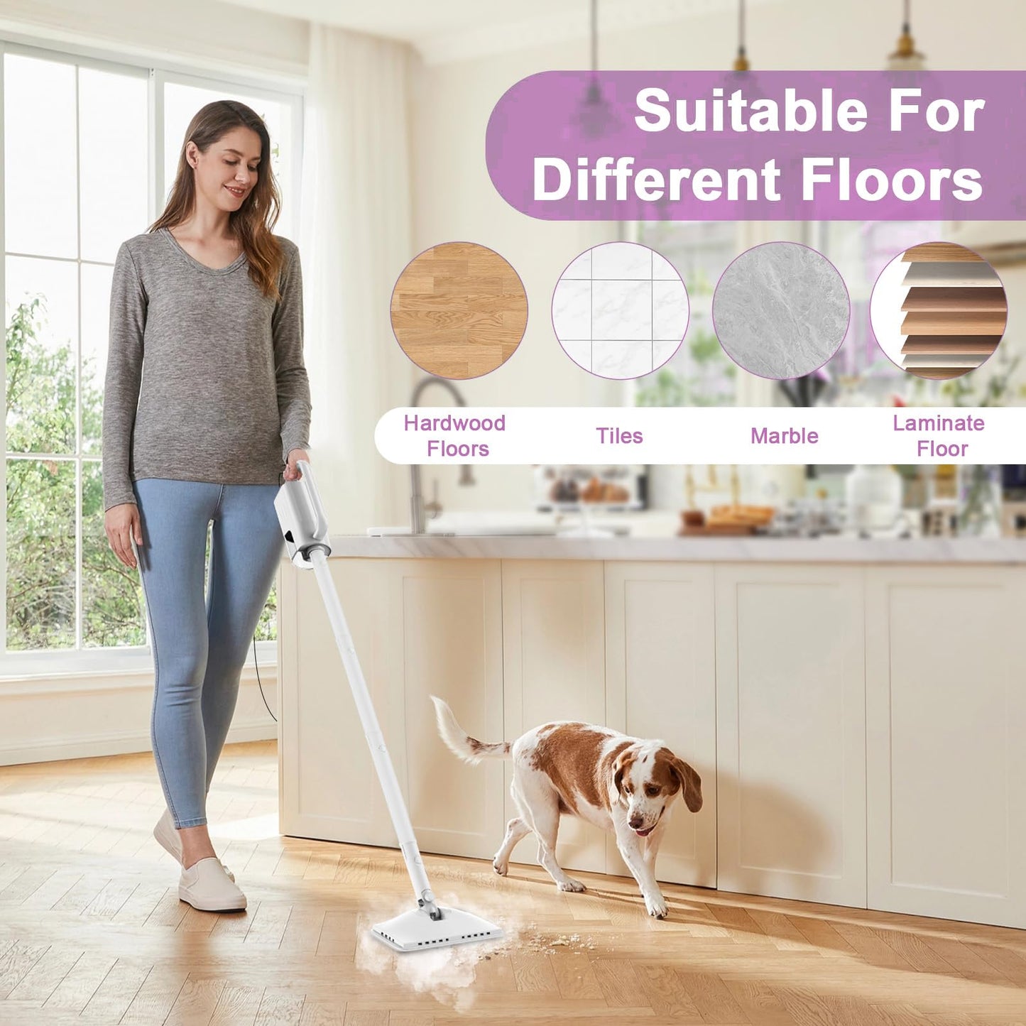 🔥70% Off!🔥6-in-1 Steam Mop, 1200W Rotated Steam Cleaner for Home