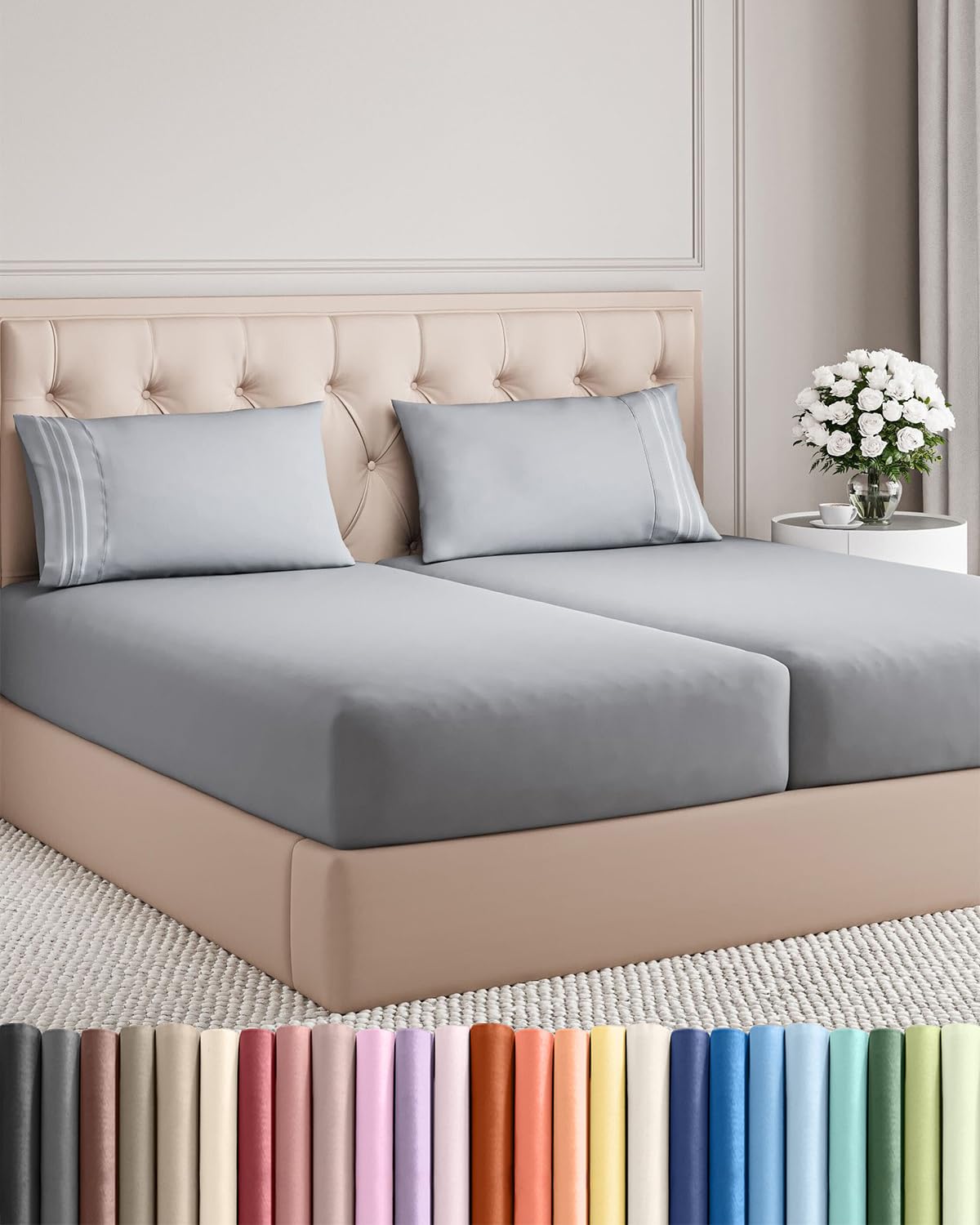 Full Size 4 Piece Sheet Set - Comfy Breathable & Cooling Sheets - Hotel Luxury Bed Sheets for Women & Men - Deep Pockets, Easy-Fit, Extra Soft and Wrinkle Free - Antique White Oeko-Tex Bed Sheet Set