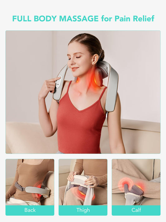 SKG H5mini Neck and Traps Massager with Heat for Deep Tissue Relief, Father's Day Dad Gifts, 6D Hand Kneading, Cordless Neck and Shoulder Massager, Hands-Free Wireless for Men and Women