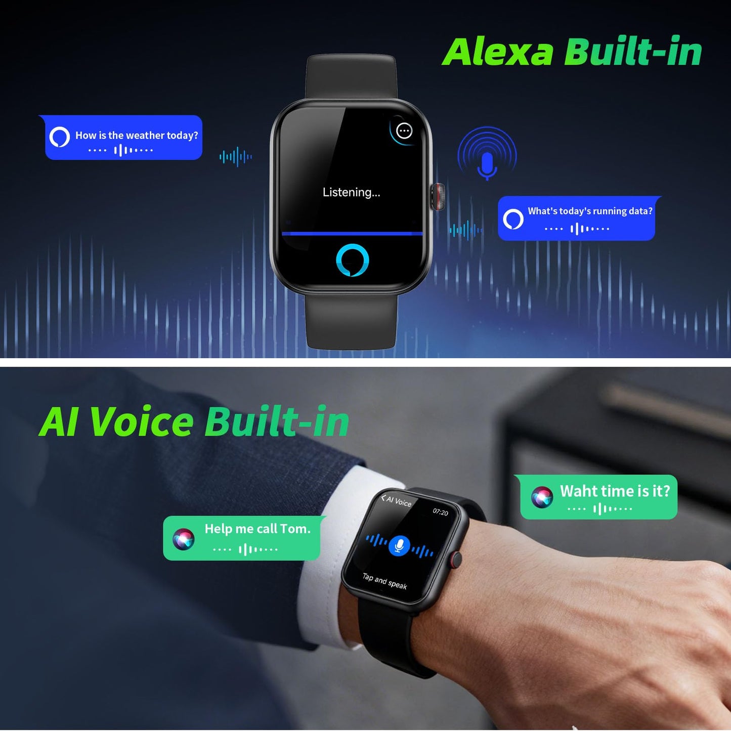 🔥77% Off!🔥uaue Smart Watch for Men Women with Alexa Built-in, 1.91" HD