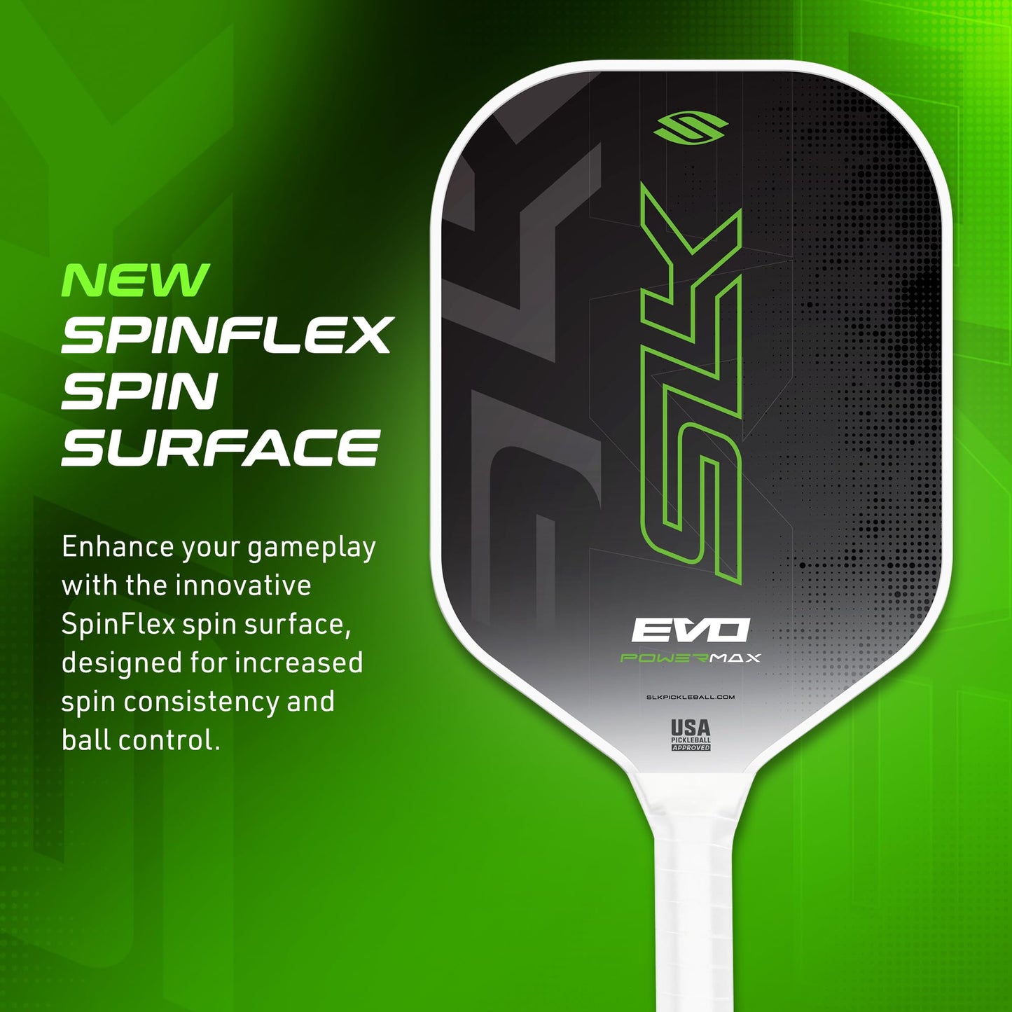 Selkirk Sport SLK Evo Power XL Pickleball Paddle by Selkirk Sport | G9 Power Carbon Fiber Pickleball Paddle with SpinFlex Surface and Rev-Hybrid Polymer Core | Power Green XL