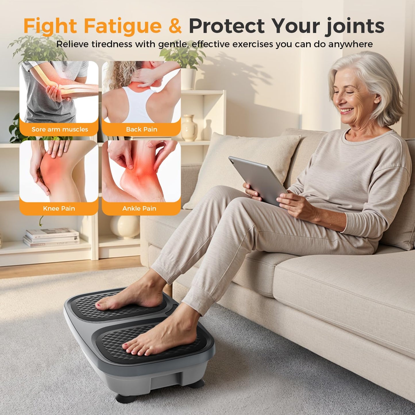 NEWBULIG Vibration Plate Exercise Machine with Remote, Smart LED Screen Vibrating Platform with 9 Auto Modes & Pull Ropes for Weight Loss, Home Fitness Shaker for Women & Men, Grey