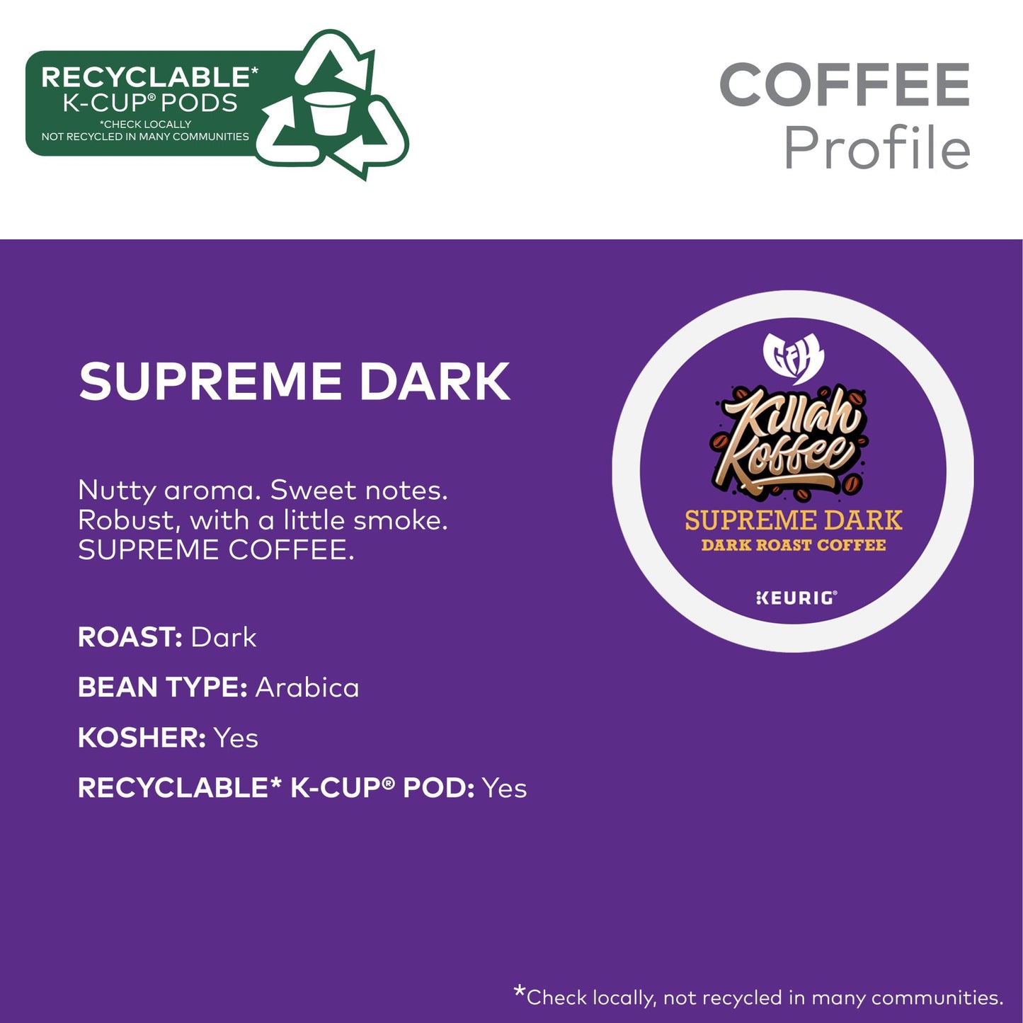 Killah Koffee Supreme Dark Roast, Keurig Single-Serve K-Cup Pods, Dark Roast Coffee, 10 Count