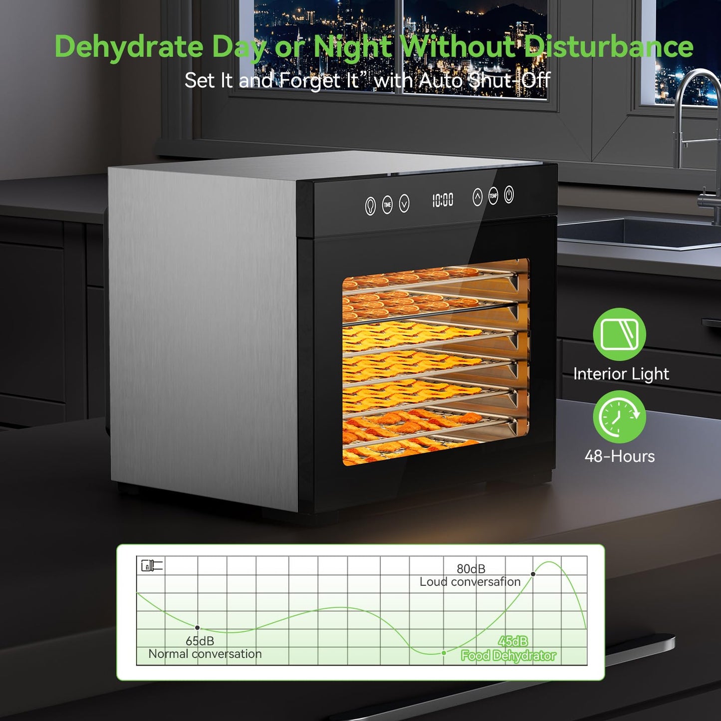 🔥70% Off!🔥650W Food Dehydrator, 8-Tray Stainless Steel Dehydrator