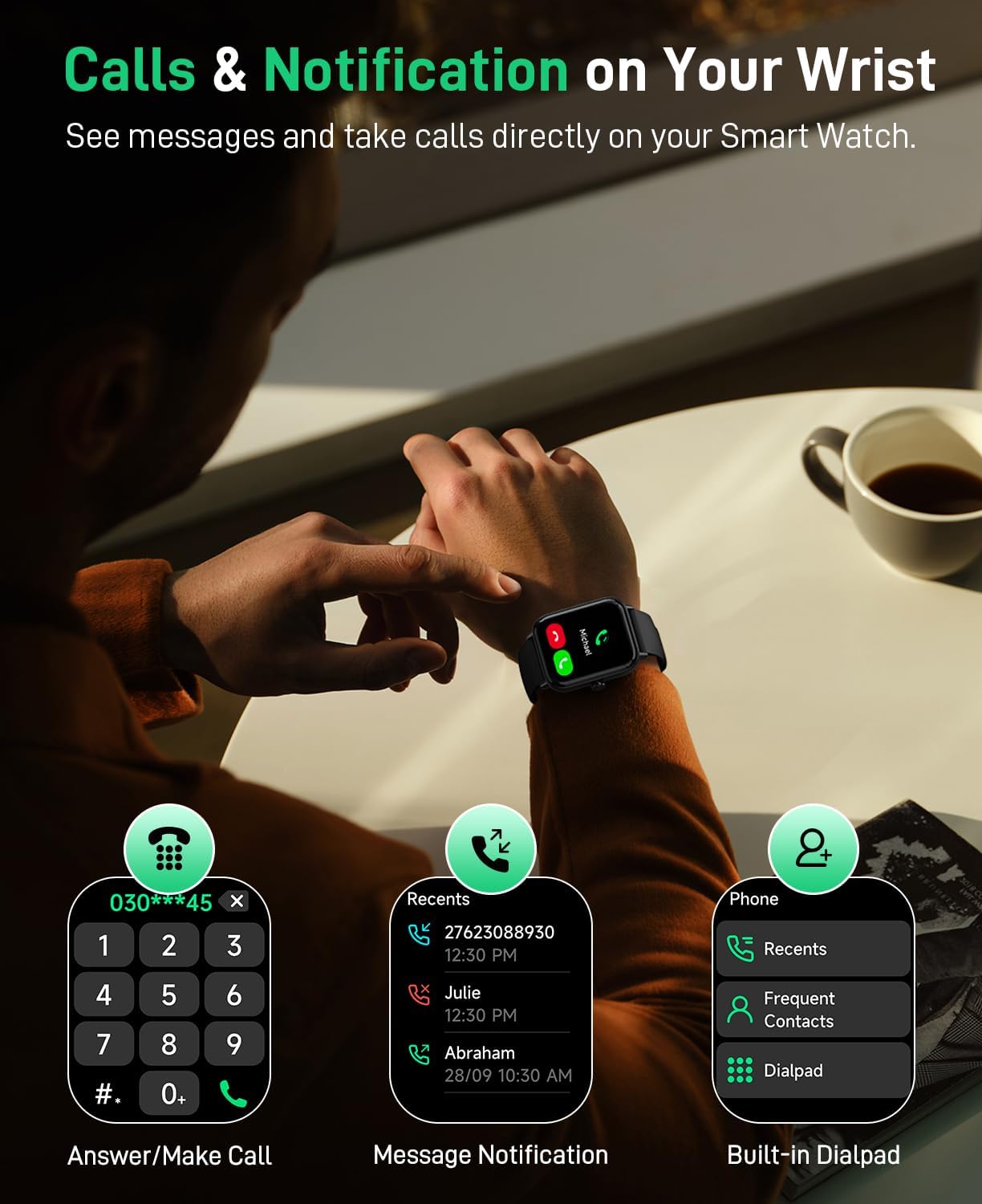 Hingso Smart Watch for Women Men, 1.85" Fitness Tracker for Android/iPhone | Bluetooth Call & Text Alert, Alexa Built-in, 24/7 Heart Rate/SpO2/Sleep/Cycles Monitor, 120+ Sports, IP68 Waterproof, 2 Bands