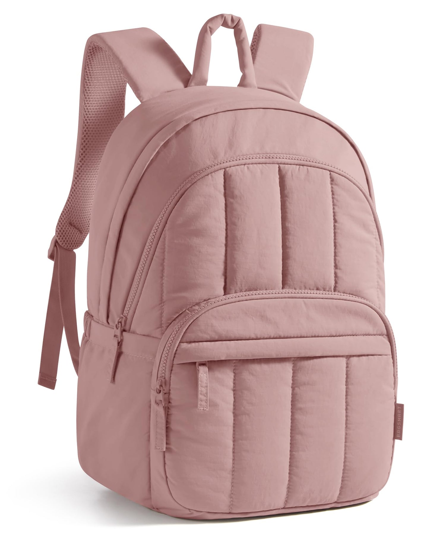 BAGSMART Travel Laptop Backpack, College Backpack for Women, Quilted Small Computer Bookbag, Water-Resistant 15.6 Inch Laptop Casual Bag, Dark Pink