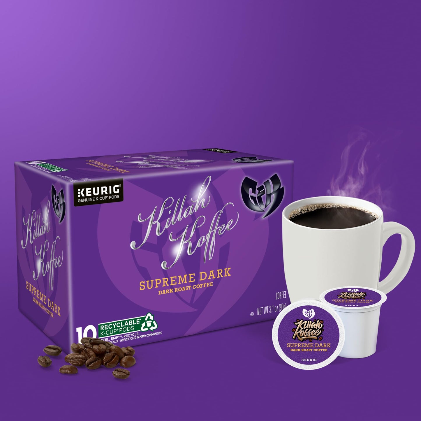Killah Koffee Supreme Dark Roast, Keurig Single-Serve K-Cup Pods, Dark Roast Coffee, 10 Count