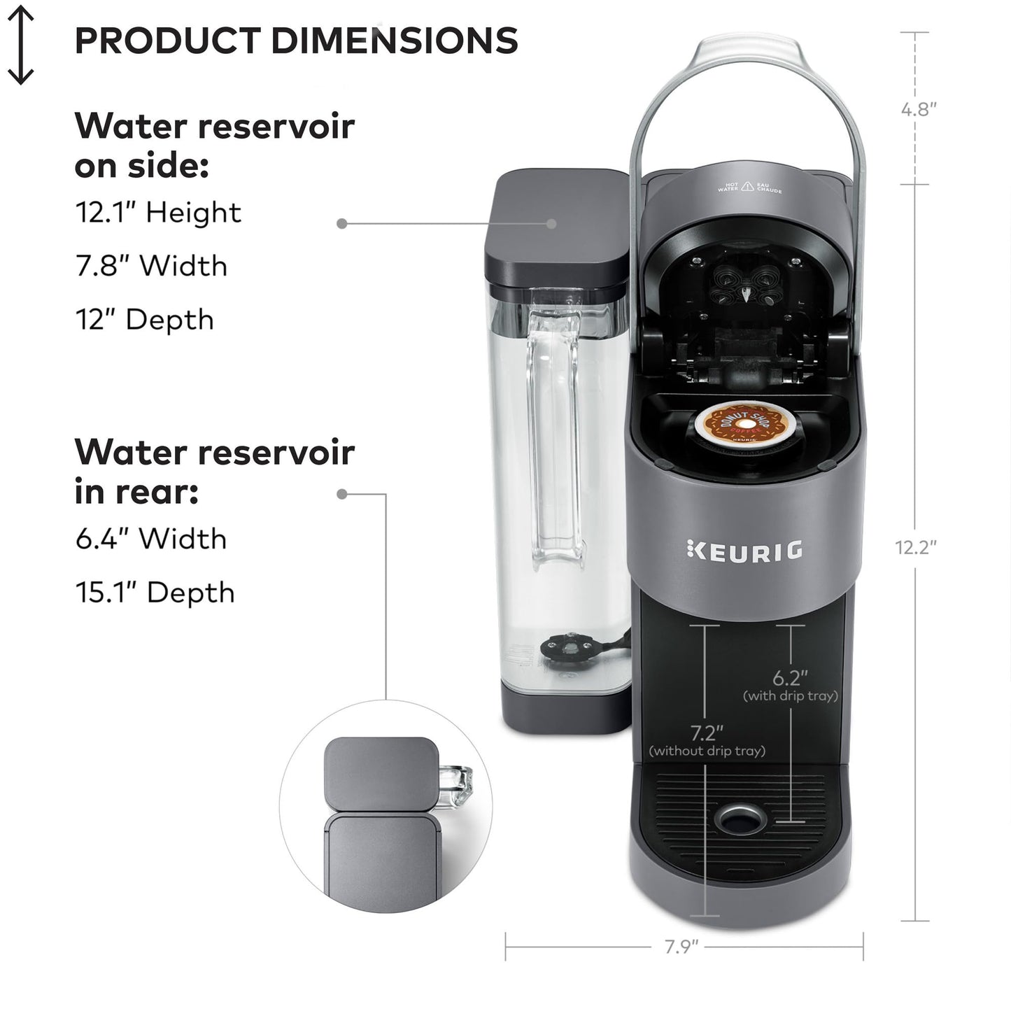 Keurig K-Supreme Single Serve K-Cup Pod Coffee Maker, MultiStream Technology, 4 Brew Sizes, 66oz Dual-Position Removable Reservoir, Gray