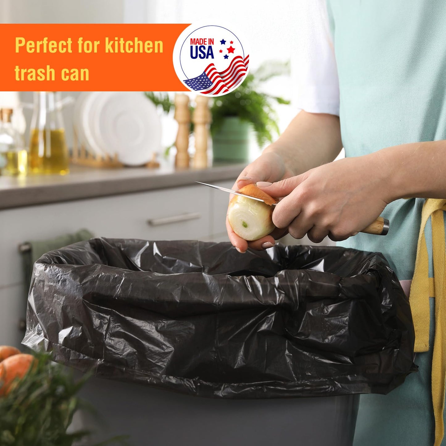 Delxo 30-33 Gallon Trash Bags, 250 Count – Medium Duty Garbage Bags, Thick, Durable & Puncture-Resistant Plastic Bolsas para basura, Perforated Design– Made in USA for Kitchen, Yard, Office (Black)