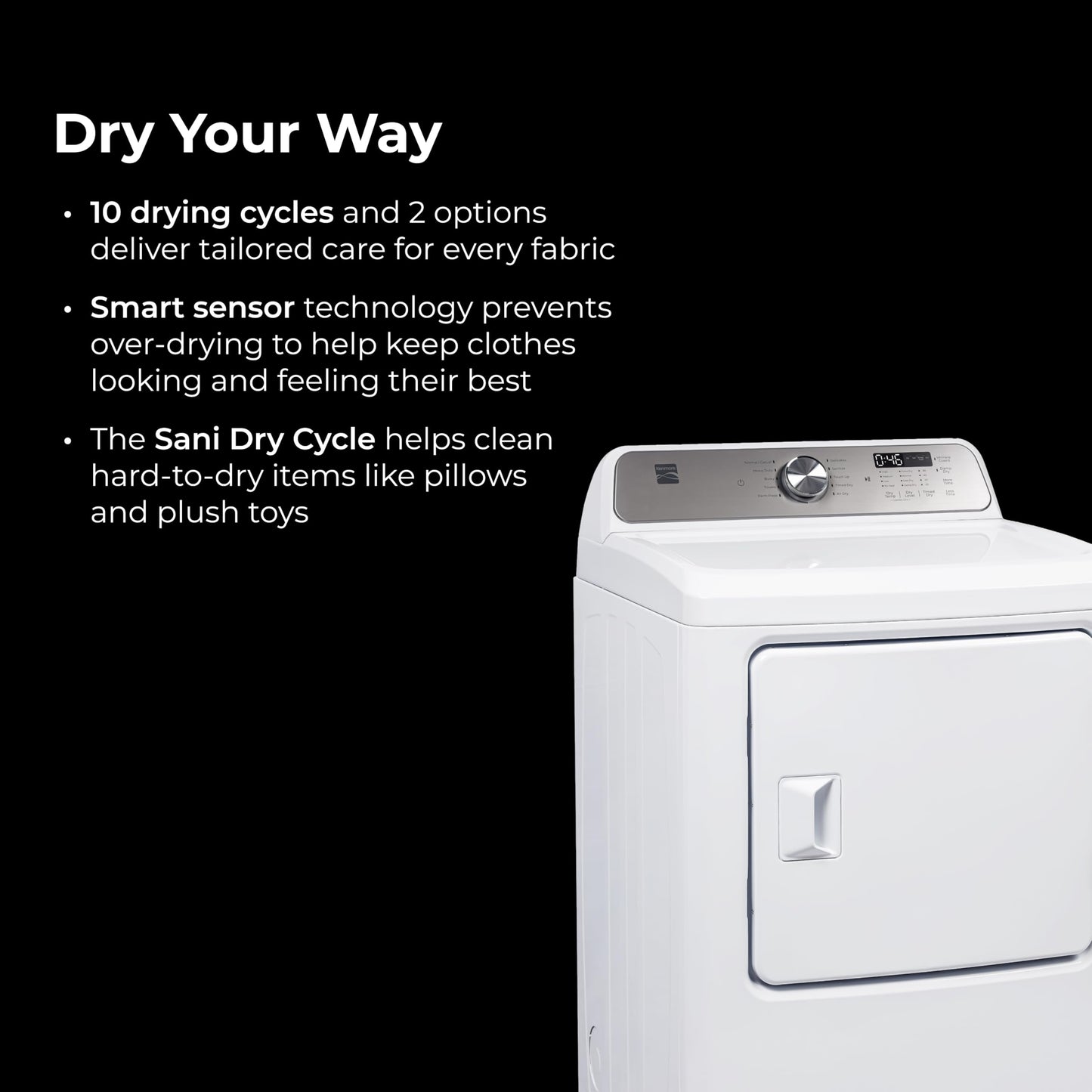 Kenmore 7.0 cu. ft. Front Load Electric Dryer - with Wrinkle Guard to Reduce Wrinkles & Static - Smart Sensor Drying - LED - White