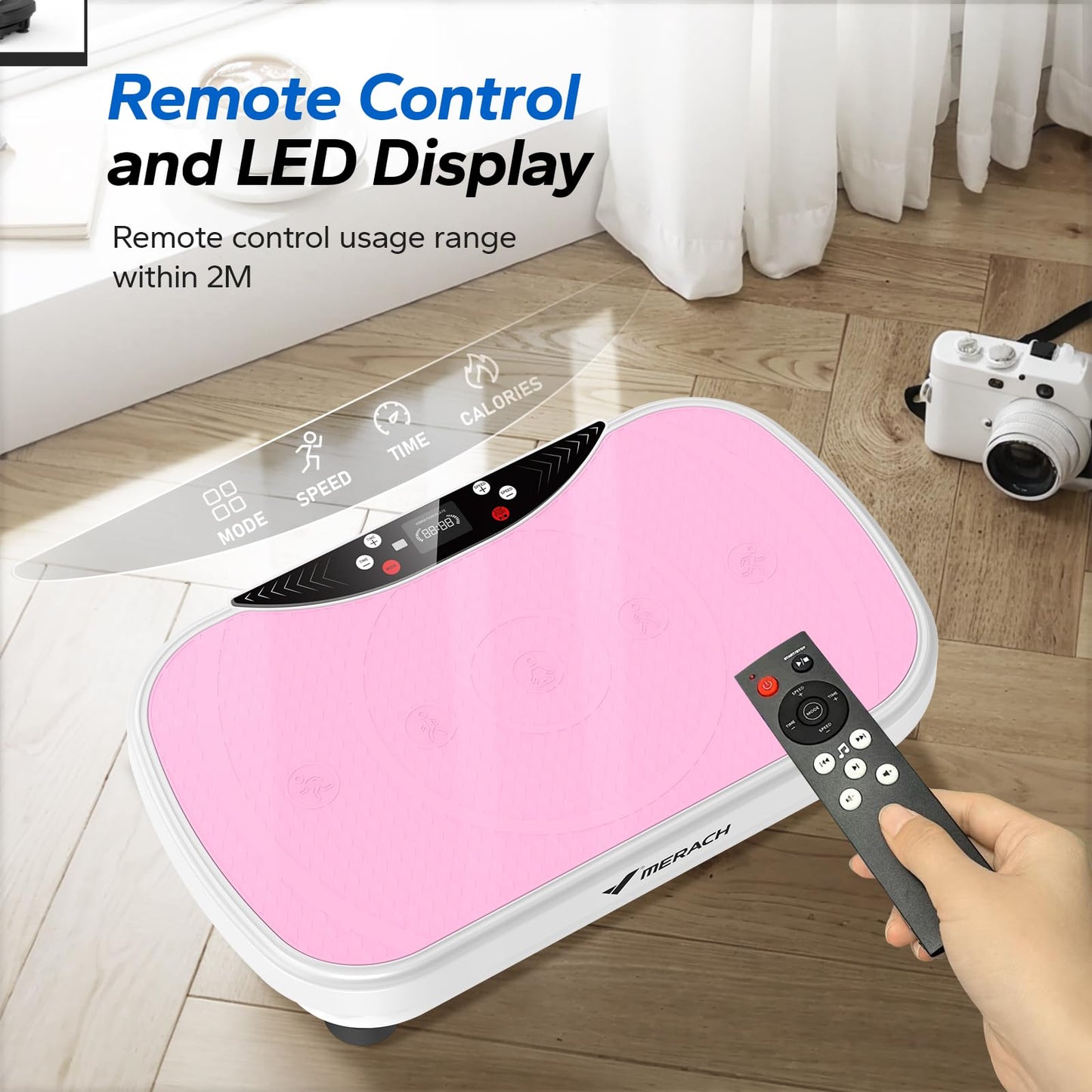 MERACH Vibration Plate Exercise Machine, Vibration Plate for Lymphatic Drainage Weight Loss, Vibrating Plate Exercise Machine with Bluetooth and LED Display, Workout Equipment for Women Men Home