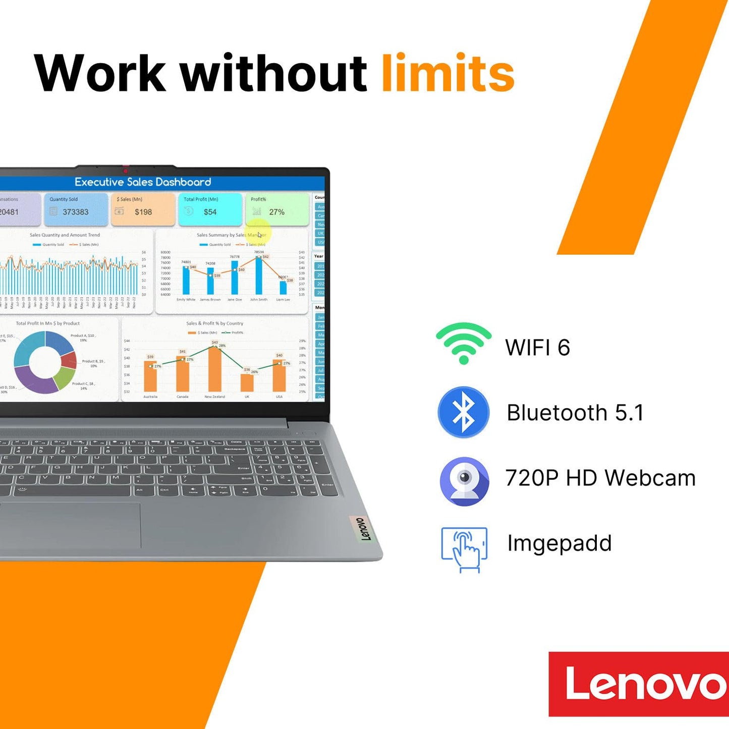 Lenovo IdeaPad Slim 3i 15.6" FHD Laptop • Microsoft Office 365 • Intel 4 Cores • DDR5 • 128GB SSD • Military-Grade • Windows 11 • Quick Setup, Lightweight • Essential Laptop • w/o Mouse