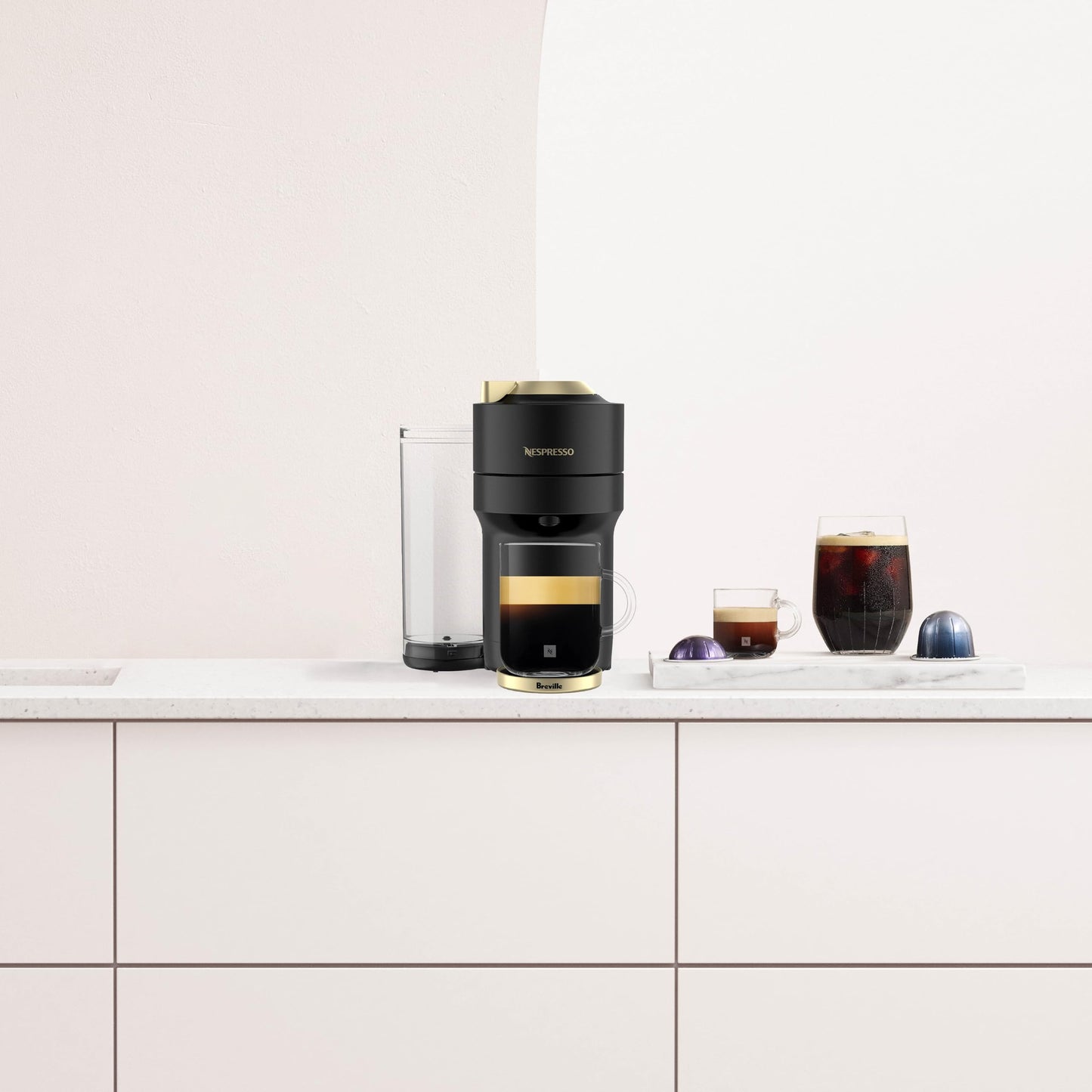 Nespresso Vertuo Pop+ Coffee and Espresso Maker by Breville, Matte Black Gold
