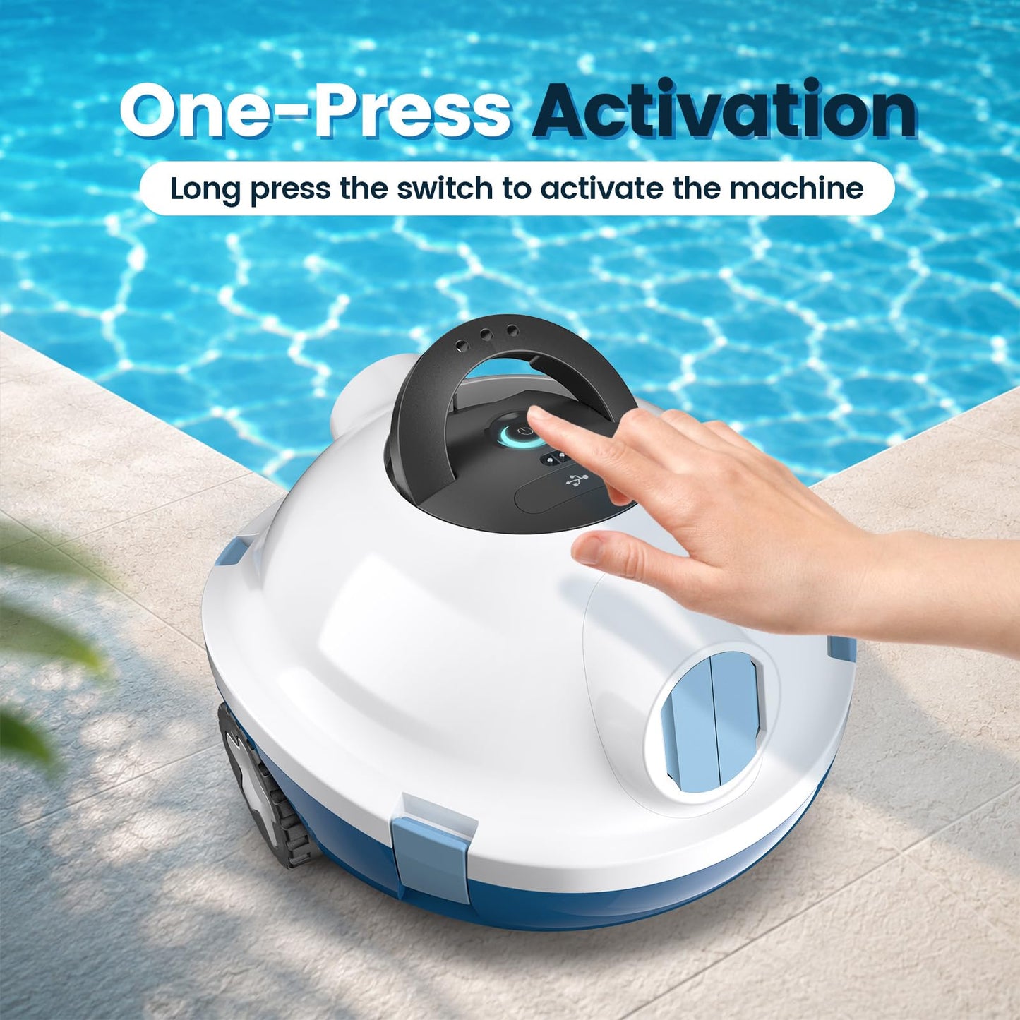 Y10 Robotic Pool Cleaner,Cordless Pool Vacuum with 150 Mins Runtime,High Efficiency Dual Suction Power,Self-Parking&Smart Navigation for Above-Ground & Flat Inground Pools up to 1300 sq.ft (White)