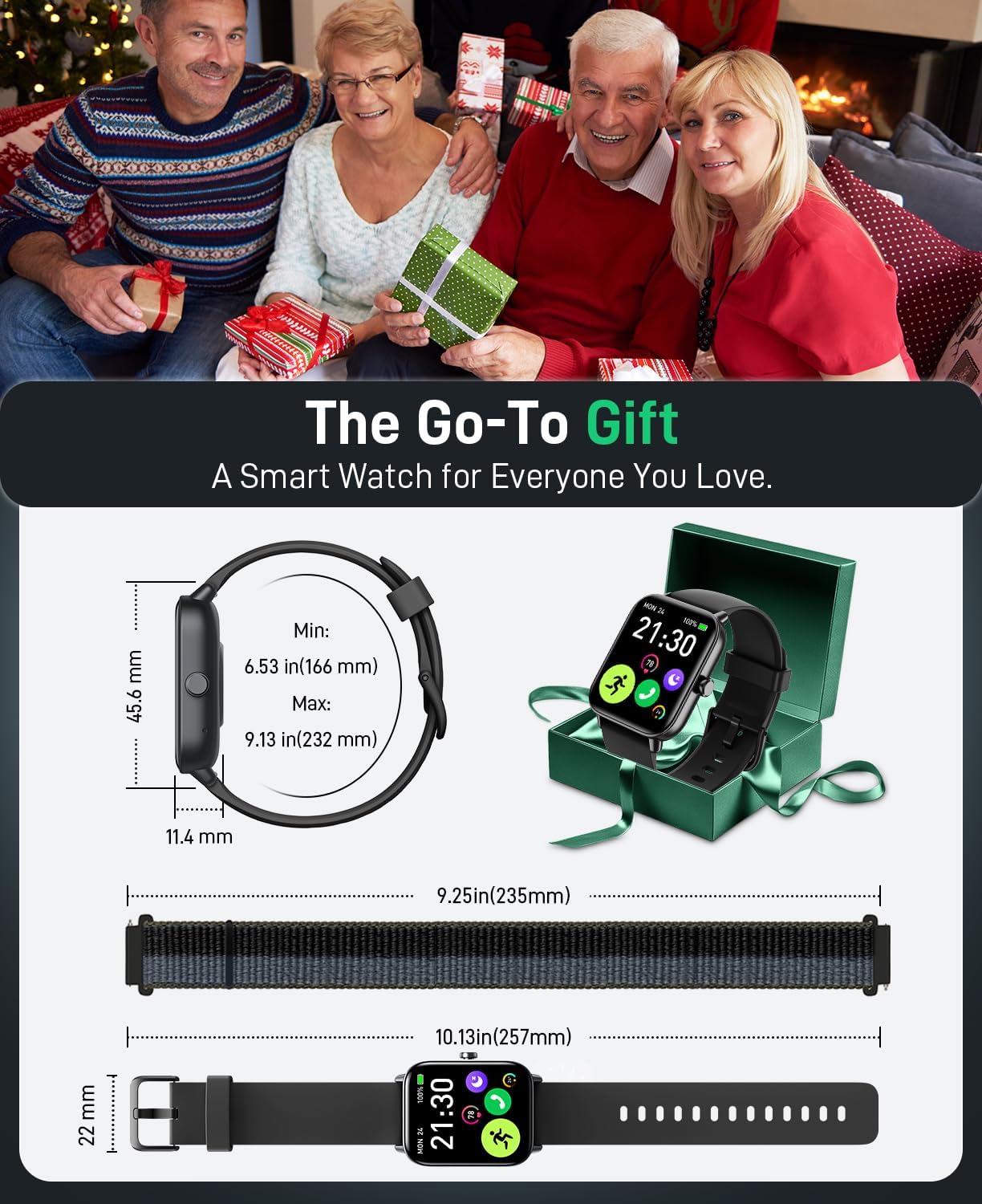 Hingso Smart Watch for Women Men, 1.85" Fitness Tracker for Android/iPhone | Bluetooth Call & Text Alert, Alexa Built-in, 24/7 Heart Rate/SpO2/Sleep/Cycles Monitor, 120+ Sports, IP68 Waterproof, 2 Bands