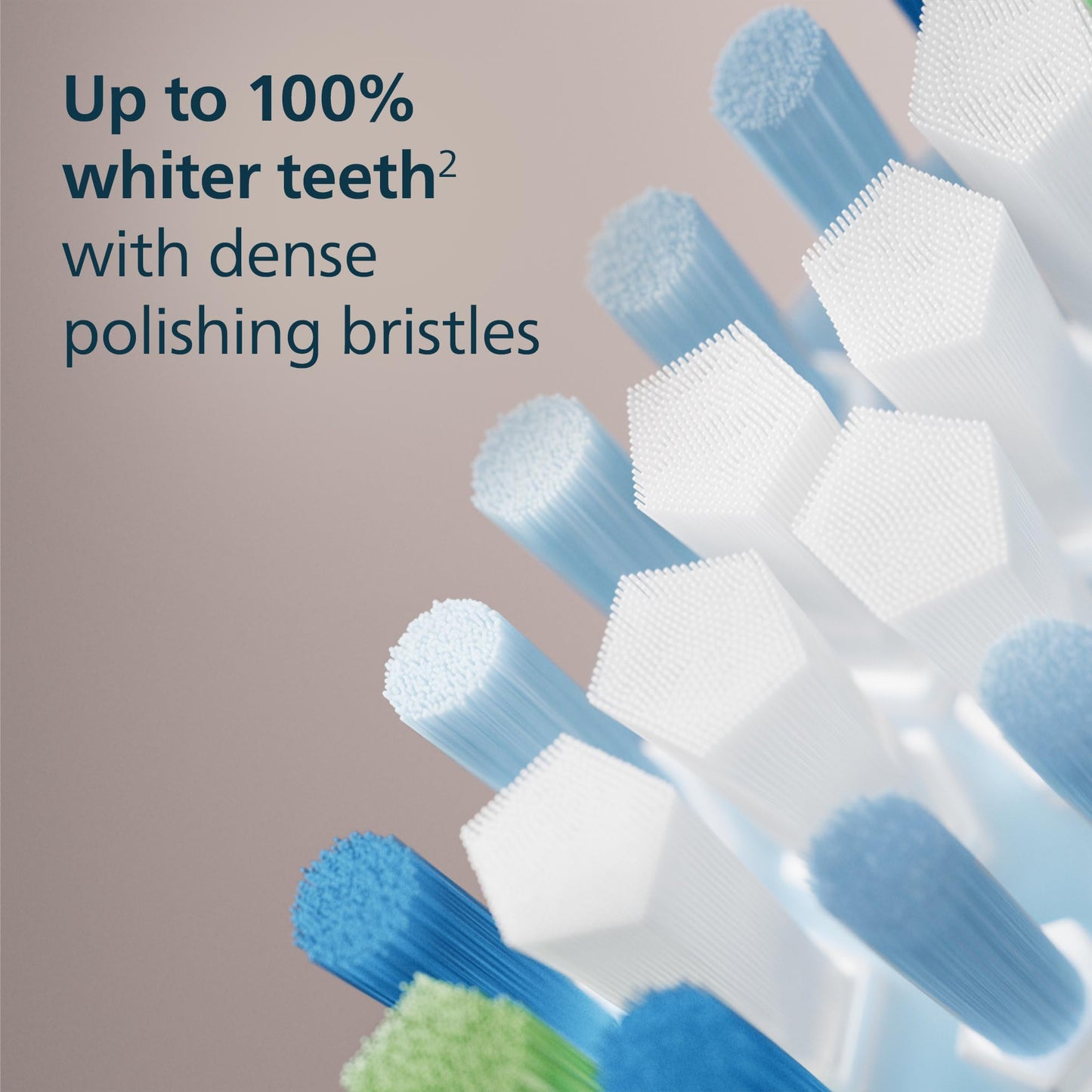 Philips Sonicare C3 Two-in-One Genuine Replacement Electric Toothbrush Heads, for Deep Plaque Removal and Whitening, 4 Pack One Year Supply, Black, HX9044/95