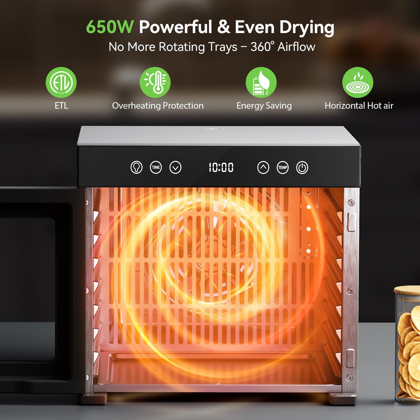 🔥70% Off!🔥650W Food Dehydrator, 8-Tray Stainless Steel Dehydrator
